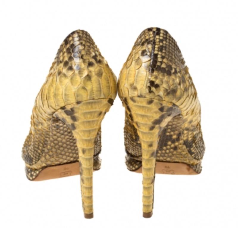 Donna Alexander Birman Pumps Peep Toe in pitone giallo/nero misura 40,5 in vendita