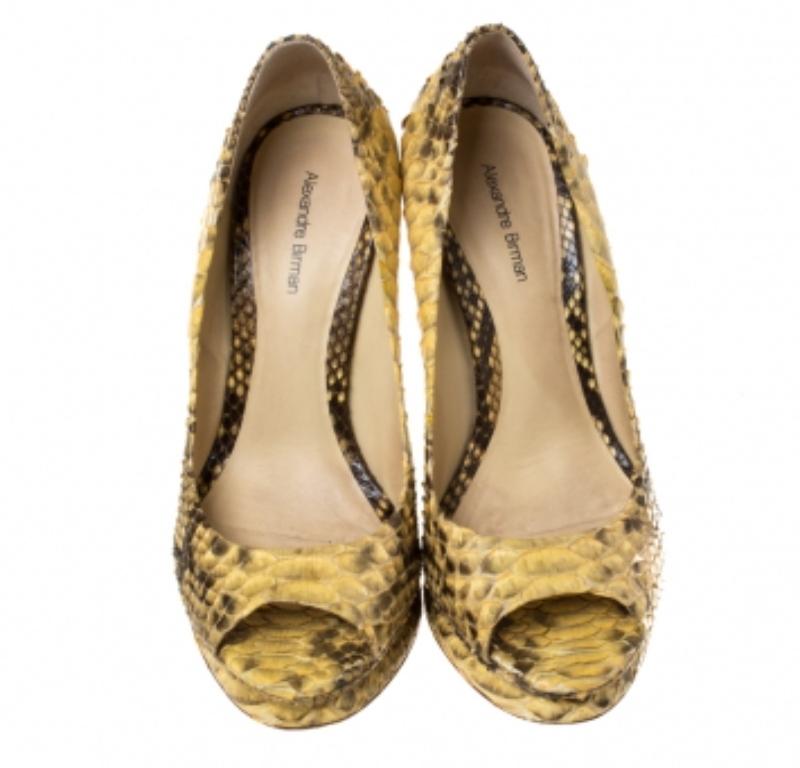 Alexander Birman Pumps Peep Toe in pitone giallo/nero misura 40,5 in vendita 1