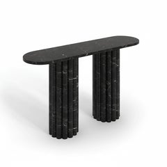 Alexander Black Console Table With Fluted Base Fully Marble