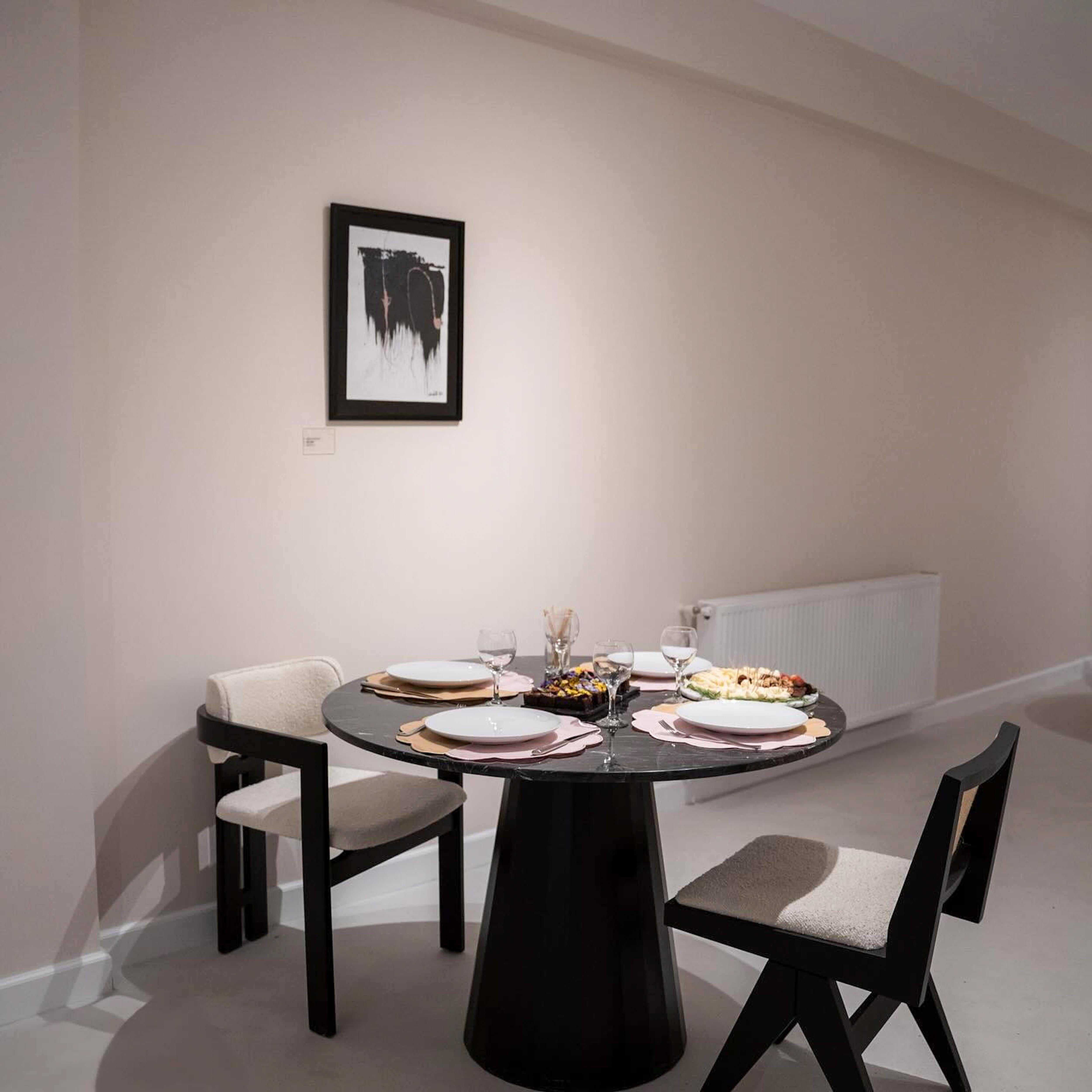 Alexander Black Marble Dining Table - Marble Top & Wood Base For Sale 4