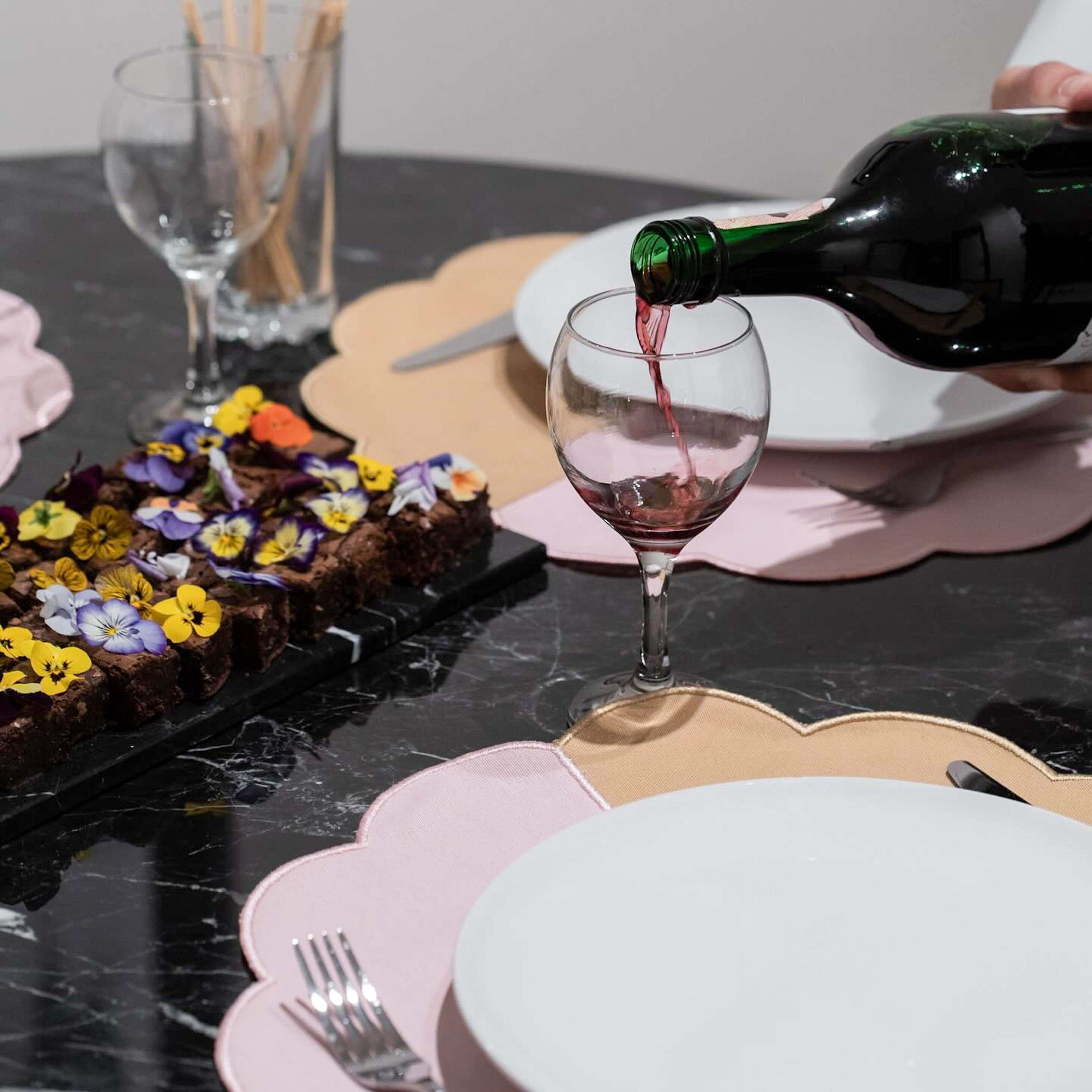 Alexander Black Marble Dining Table - Marble Top & Wood Base For Sale 1