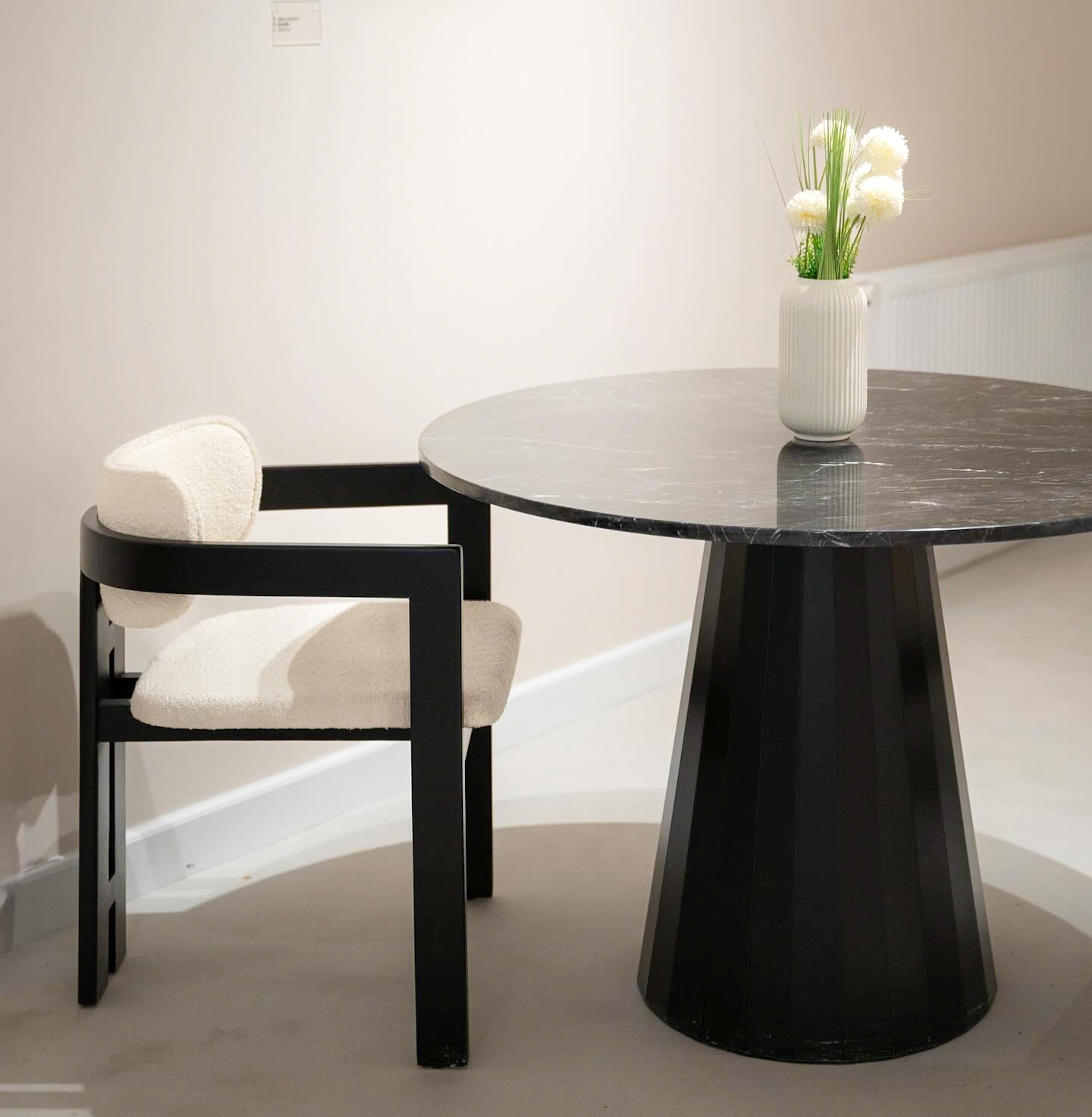 Alexander Black Marble Dining Table - Marble Top & Wood Base For Sale 2