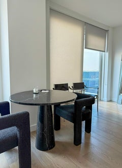 Alexander Black Round Table - Fully Black Marble Dining Round Table