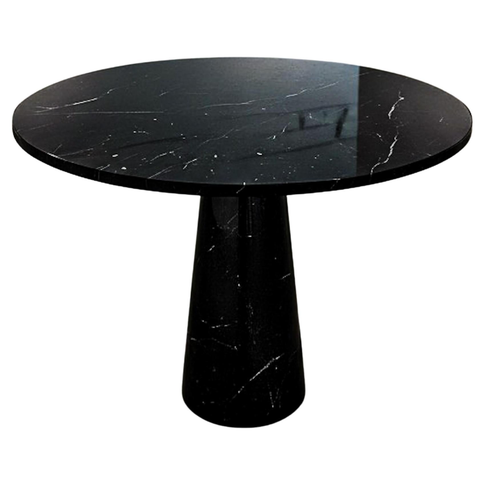 Alexander Black Round Table - Fully Black Marble Dining Round Table For Sale