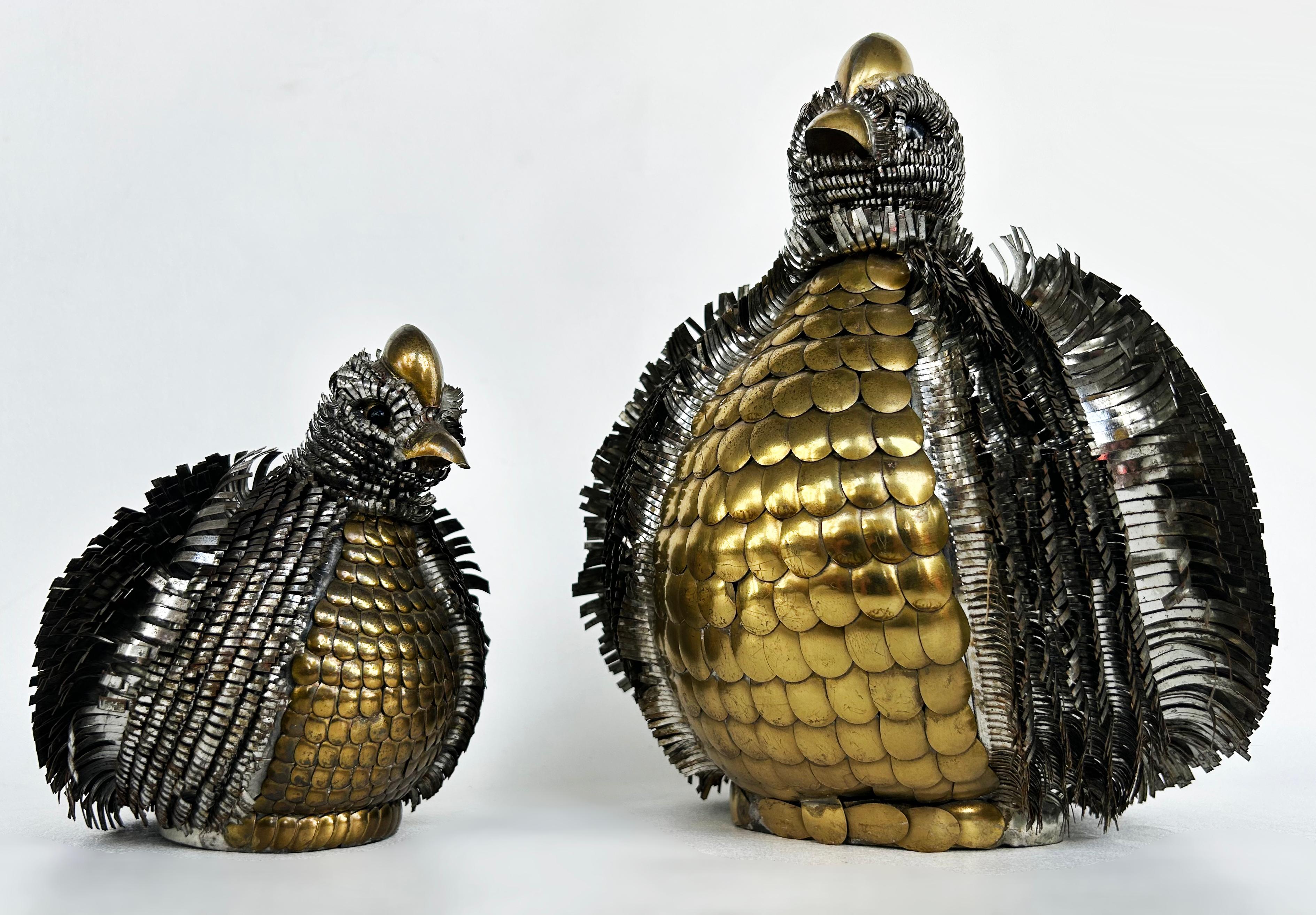 Mid-Century Modern Figures d'oiseaux en métaux mélangés du milieu du siècle d'Alexander Blazquez Bustamante  en vente