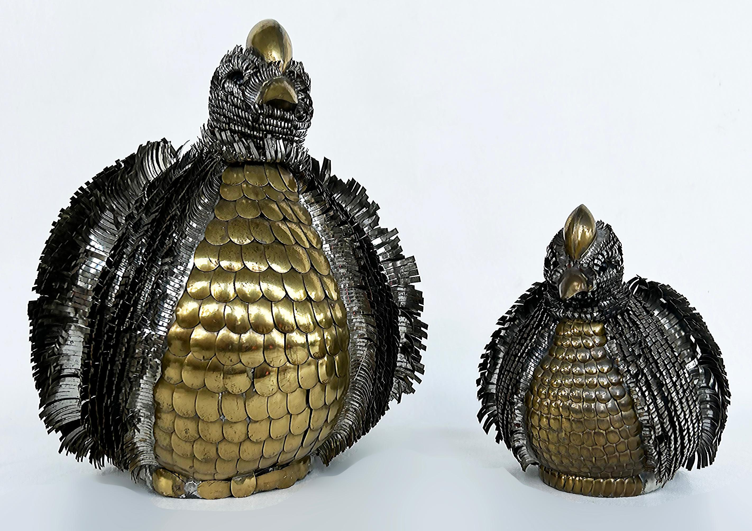 Mexican Mid-century Alexander Blazquez Bustamante Style Bird Figures in Mixed Metals 