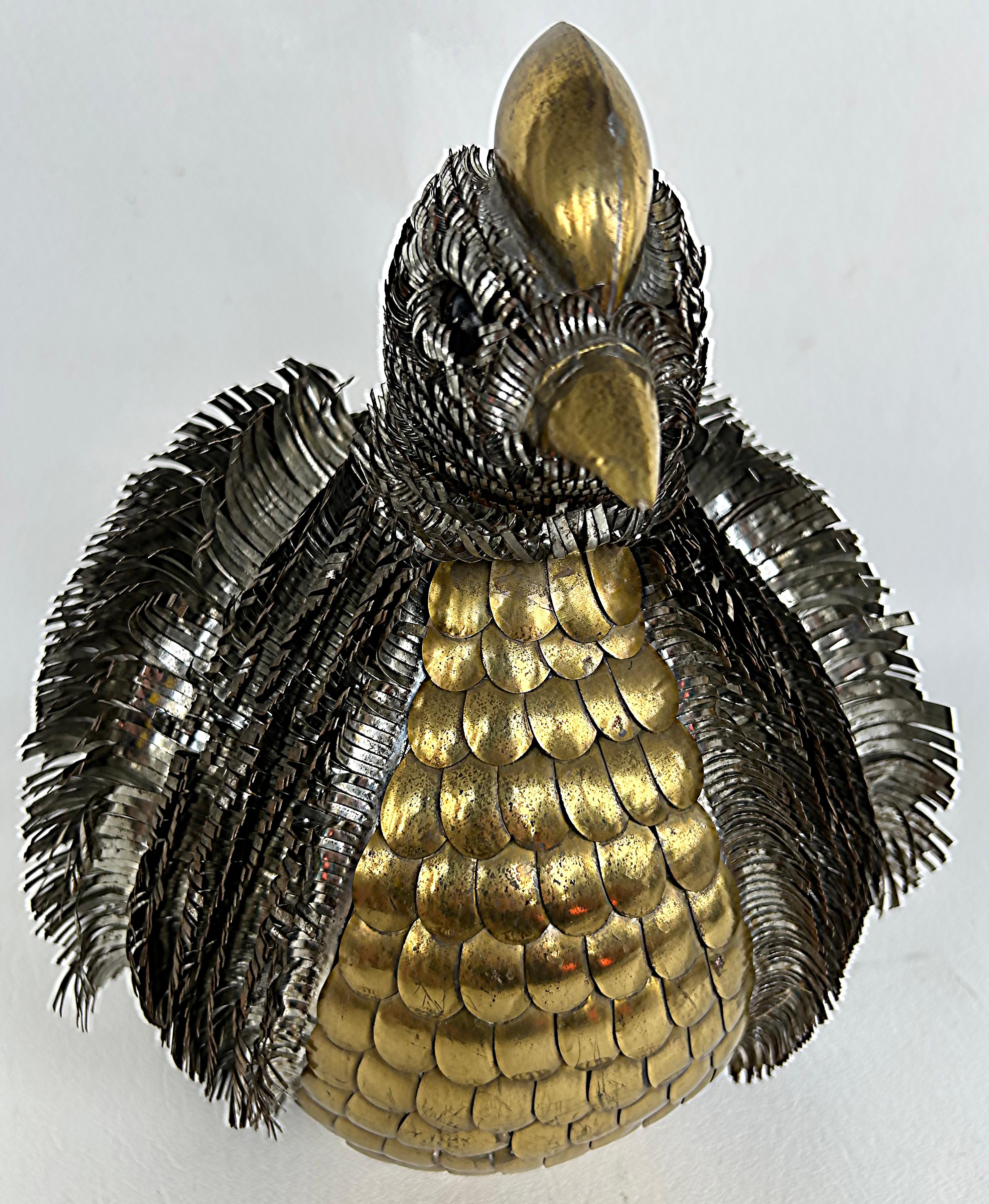 Mid-century Alexander Blazquez Bustamante Style Bird Figures in Mixed Metals  In Good Condition For Sale In Miami, FL