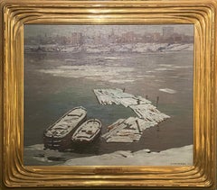 "Portland Harbor, Maine, " Alexander Bower, Snowy River Scene in Winter