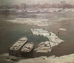 "Portland Harbor, Maine, " Alexander Bower, Snowy River Scene in Winter