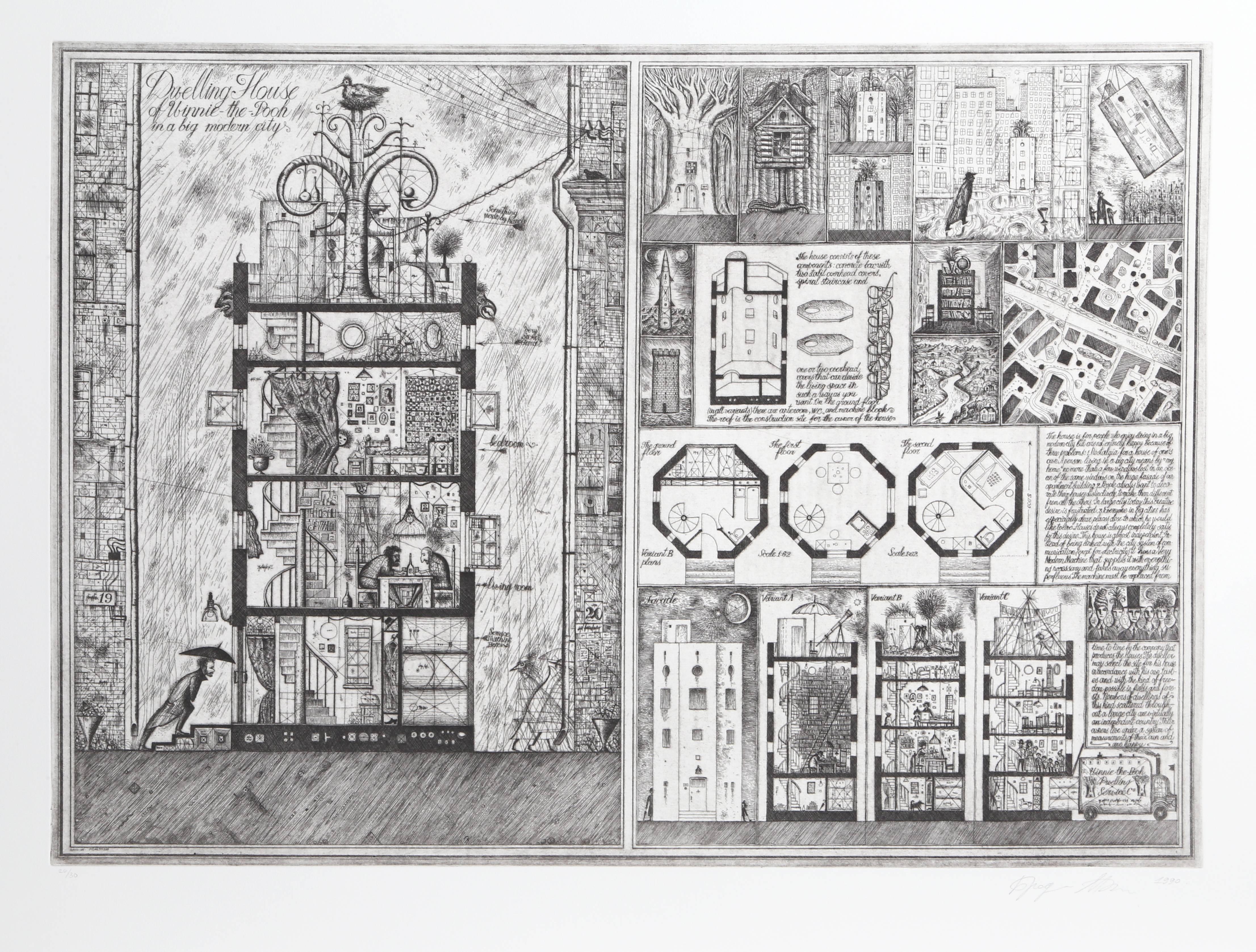 Alexander Brodsky and Ilya Utkin Interior Print - Dwelling House of Winnie the Pooh from Brodsky and Utkin: Projects 1981 - 1990