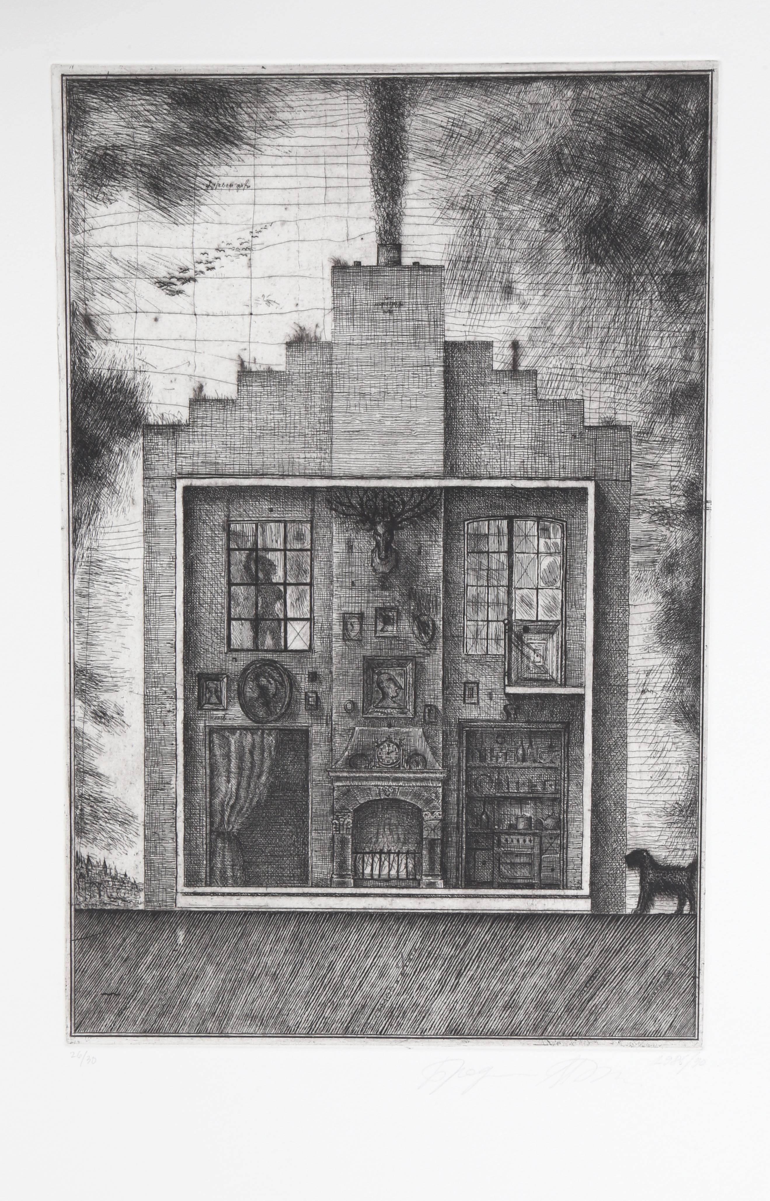 Alexander Brodsky and Ilya Utkin Abstract Print - House with Stag's Head from Brodsky and Utkin: Projects 1981 - 1990