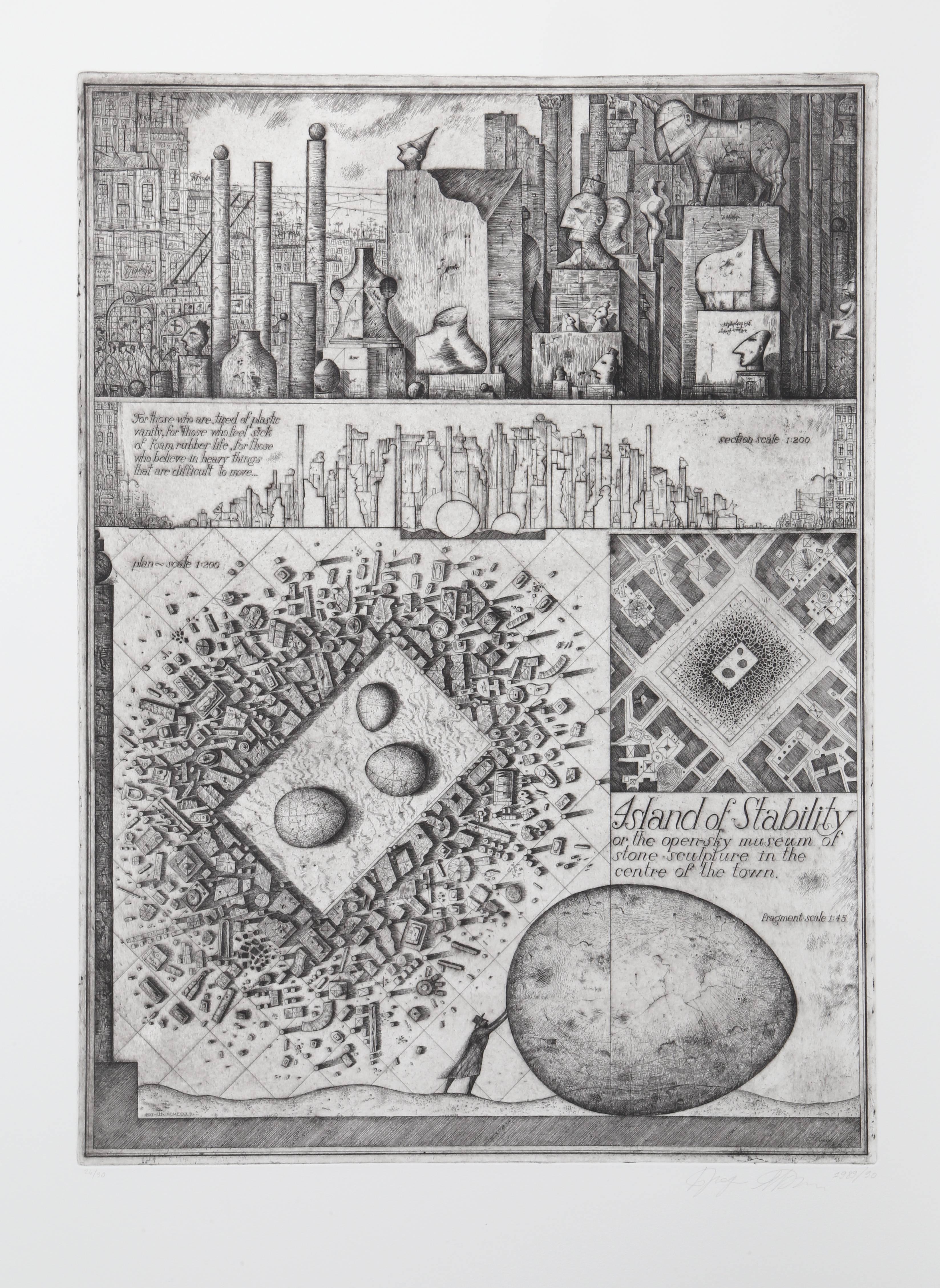Alexander Brodsky and Ilya Utkin Abstract Print - Island of Stability from Brodsky and Utkin: Projects 1981 - 1990