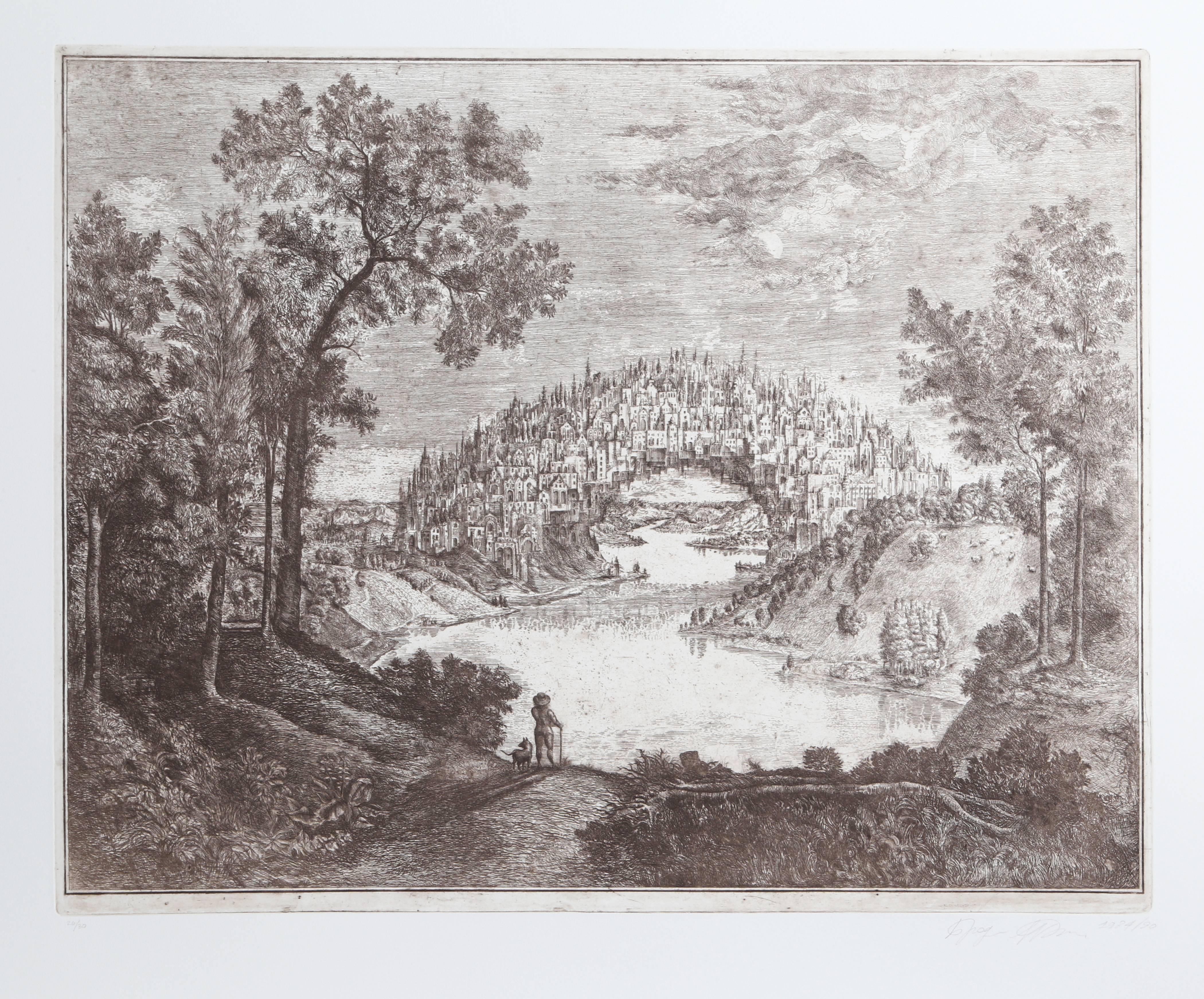 Alexander Brodsky and Ilya Utkin Landscape Print - Town Bridge from Brodsky and Utkin: Projects 1981 - 1990