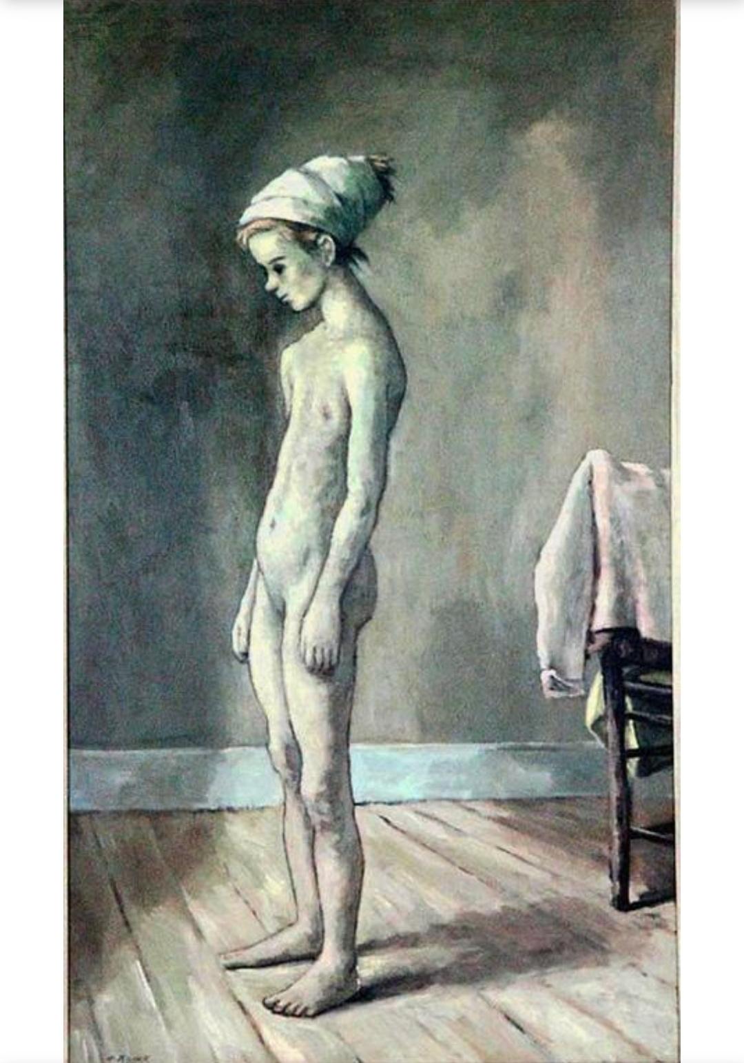 Signed dated ad titled “The Irresistible Landscape”.  This painting was personal to the artist as Brook was born on July 14, 1898 ad at the age of twelve was bed-ridden with Polio. This painting is a self-portrait showing the artist looking out the