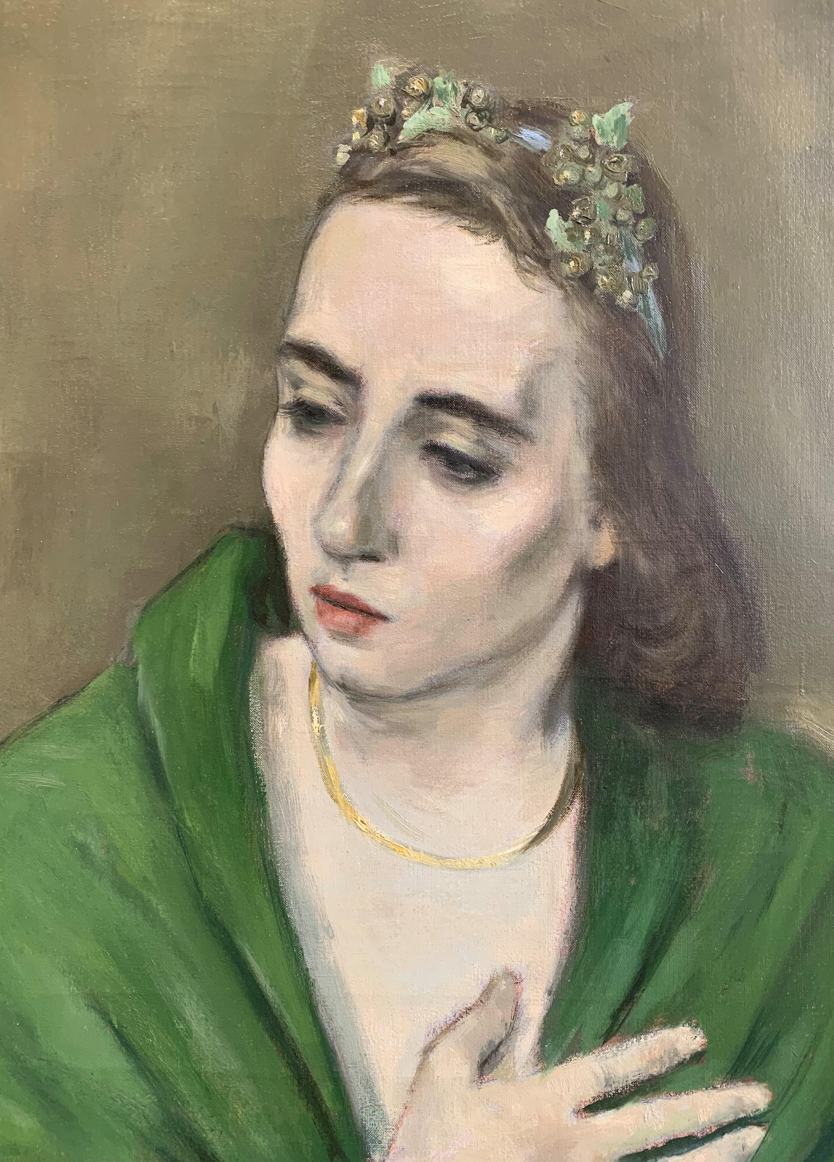 Une peinture d'Adaline Glasheen en tant que muse d'écrivain - Painting de Alexander Brook