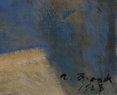 Quadro olio su tela di Alexander Brook intitolato "La modella dell'artista", datato 1928