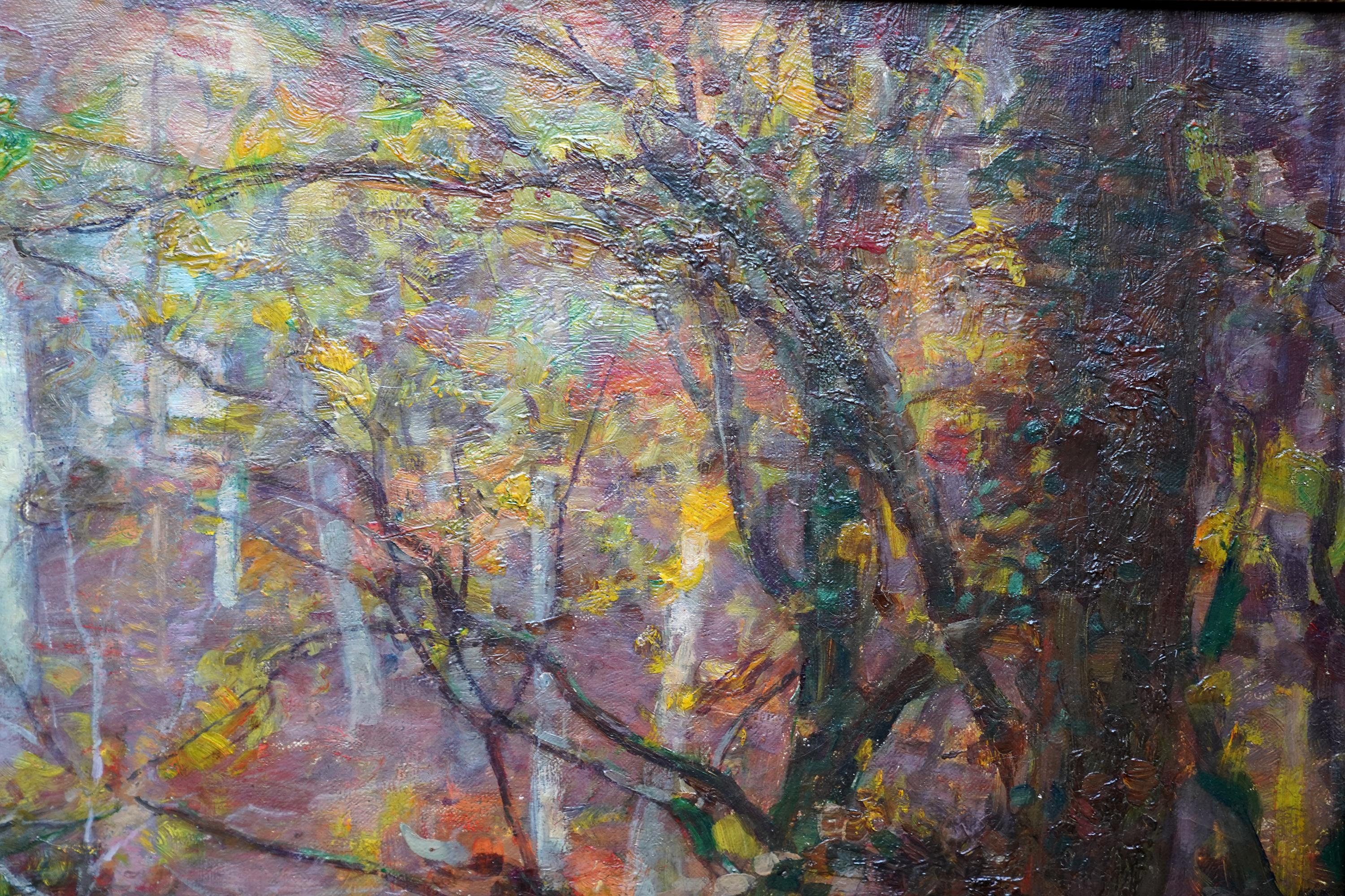 Autumnal Woodland Landscape, Ayrshire - Scottish Impressionist  art oil painting For Sale 7