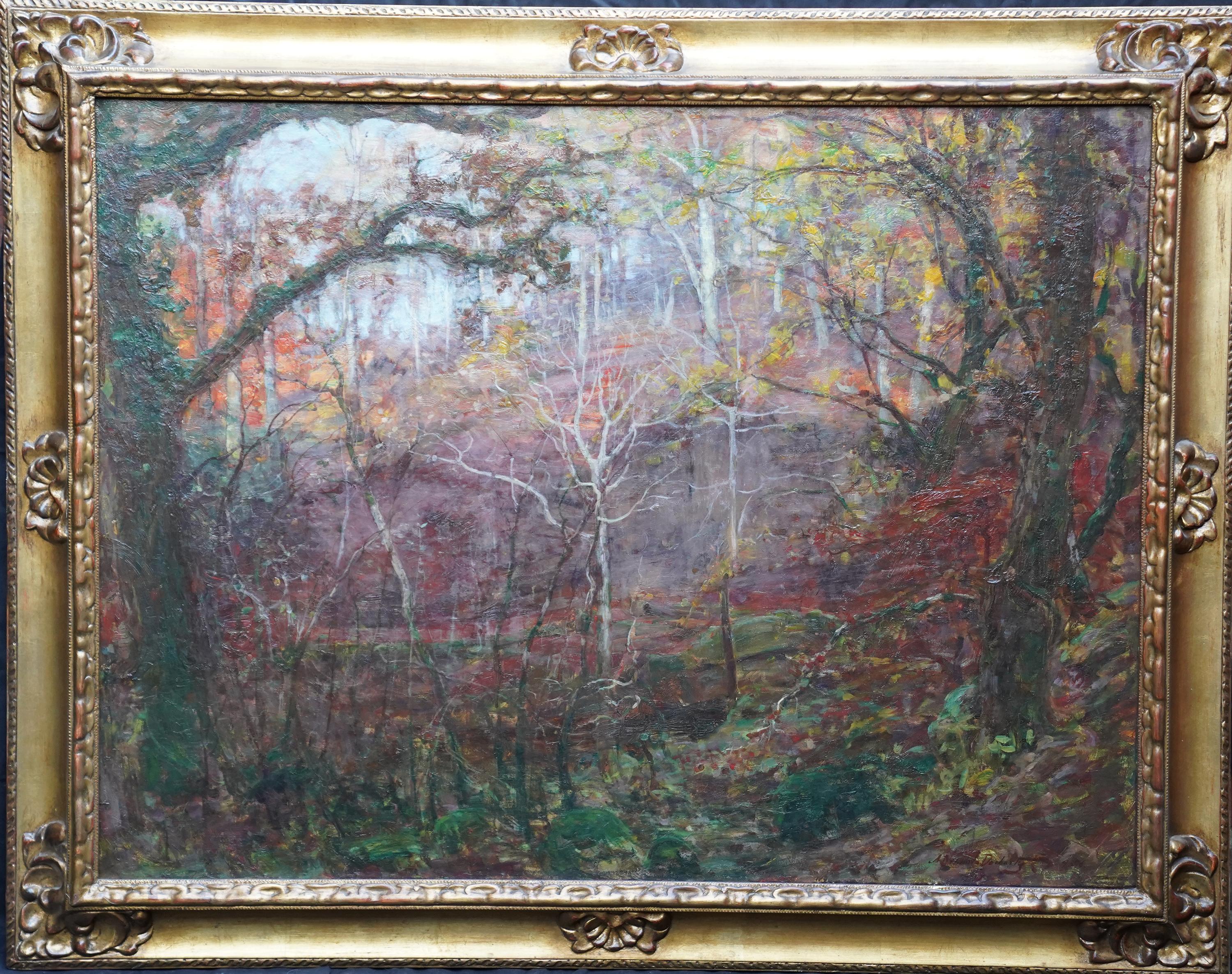 Autumnal Woodland Landscape, Ayrshire - Scottish Impressionist  art oil painting For Sale 9