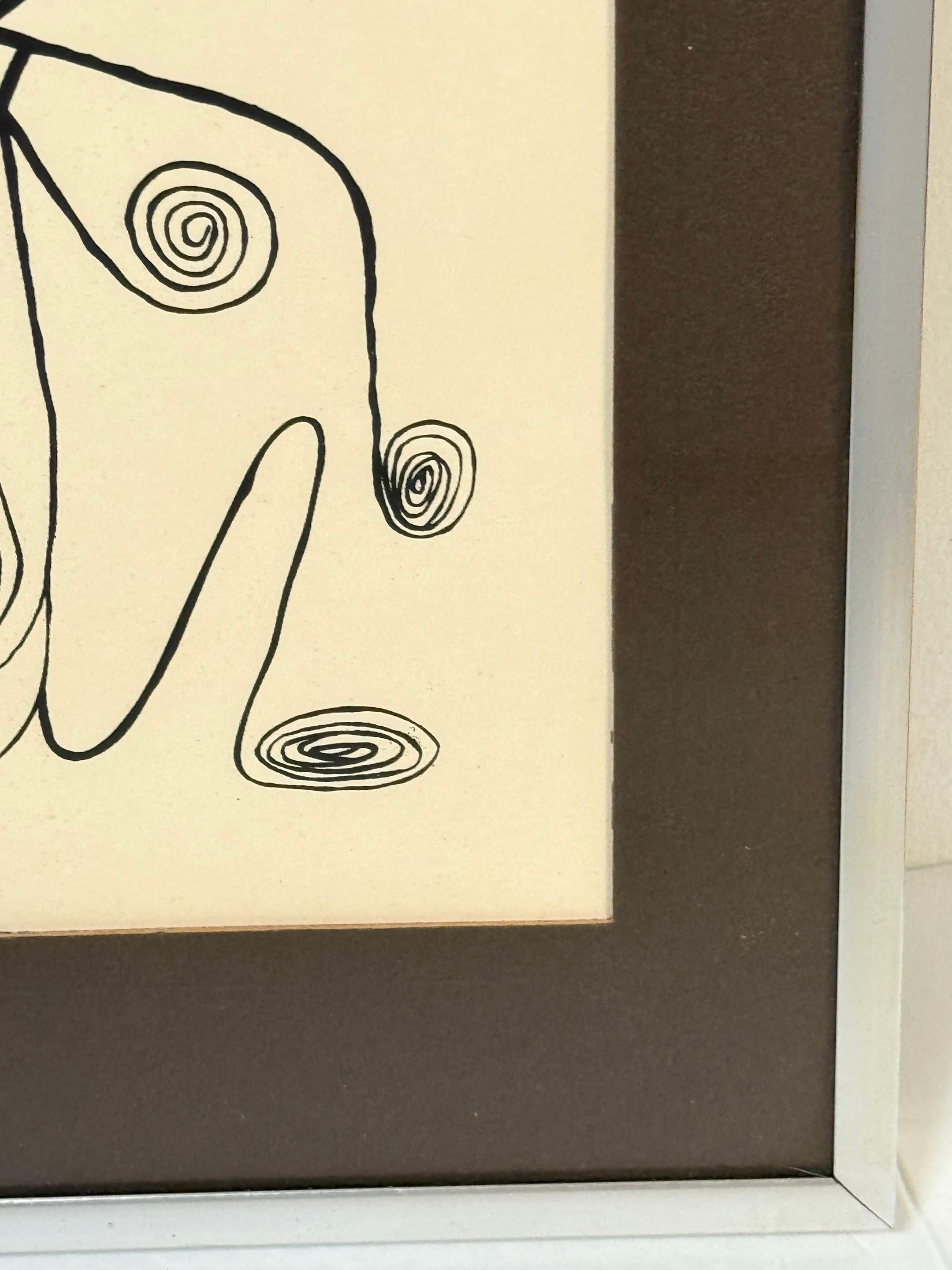 Alexander Calder, 1944 Color Lithograph, Wire Figure Under Red Sun For Sale 2