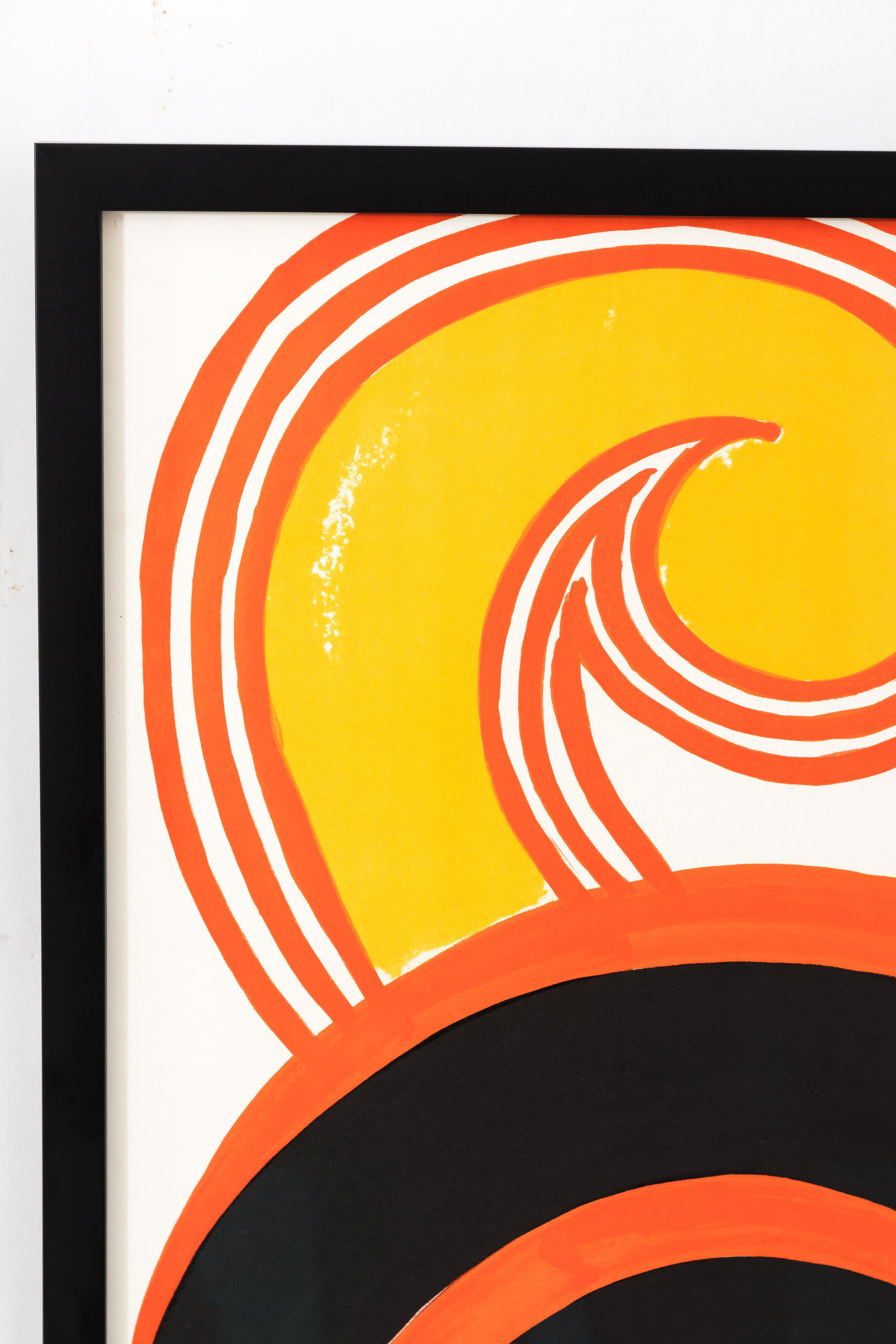 Spirals (L'Aigle), 1969 lithograph by Alexander Calder. Newly reframed in black wood frame with low glare glass.