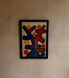 Alexander Calder Litografía coloreada de 1970 Asimetría