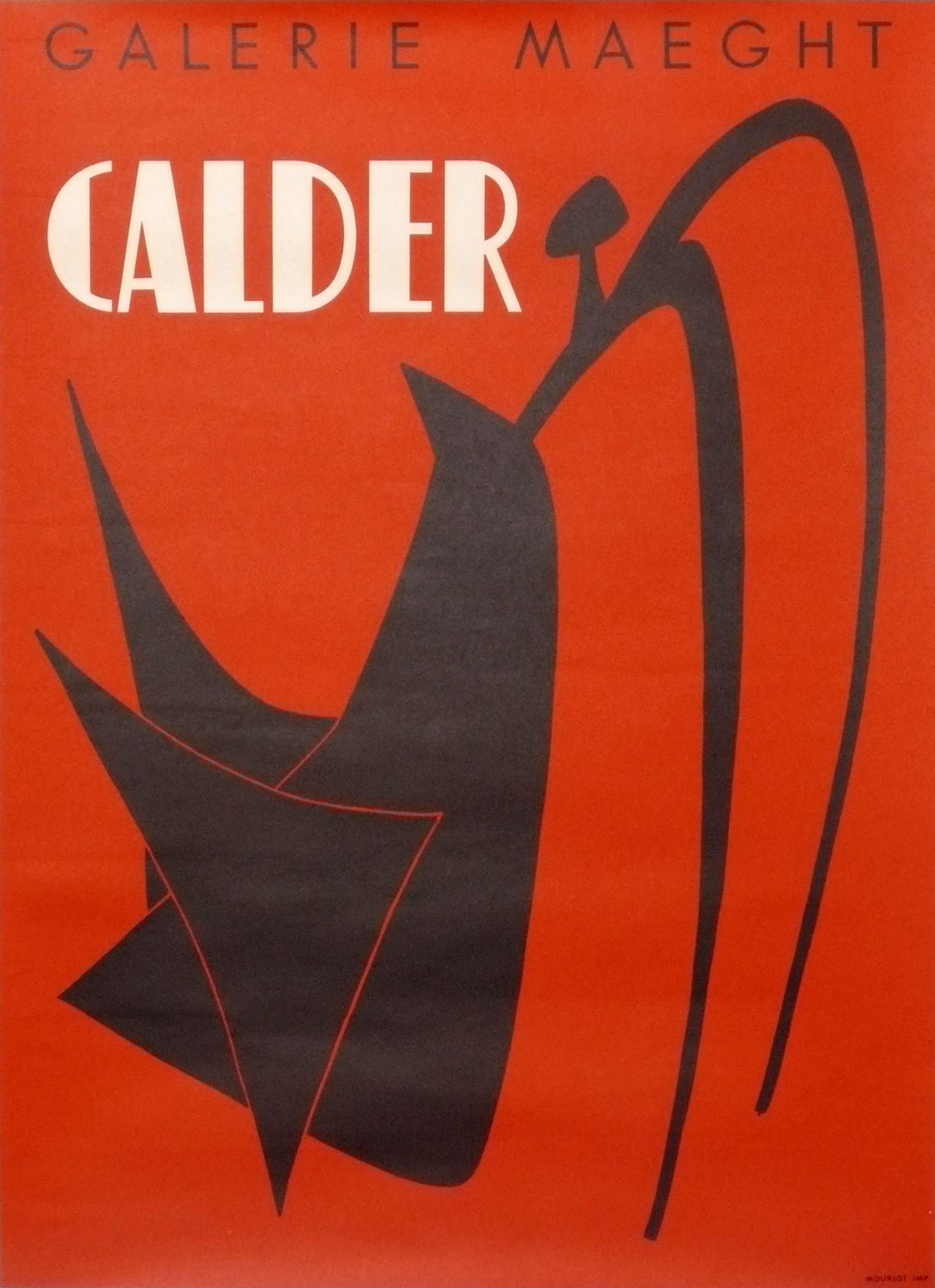 Auswahl von abstrakten Farblithografien der Jahrhundertmitte, Frankreich, um 1950. 
1) Alexander Calder (Amerikaner, 1898-1976) Farblithografie, hergestellt für eine Ausstellung von Calders Werken in der Galerie Maeght in Paris 1959. Es misst 28,75