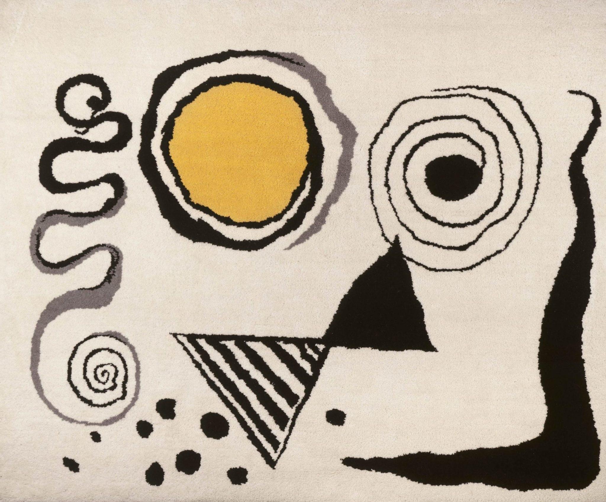 - 64 × 76 in, 163 × 192 cm
- Auflage 1/3
- Rückseitig eingewebte Signatur des Künstlers
- Hergestellt von Marie Cuttoli, Paris
- Provenienz: Private French Collection

Marie Cuttoli war eine französische Unternehmerin, die zu Beginn des 20.