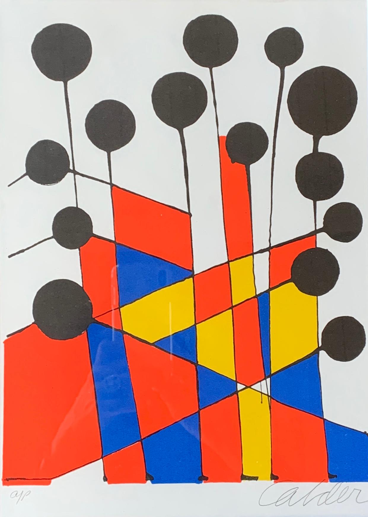 Alexander Calder circa 1971 signed artist proof lithograph balloons.

An artist's proof is a small group of prints set aside from an edition for an artist's or printer's use. Typically some of the first prints pulled from a limited edition of