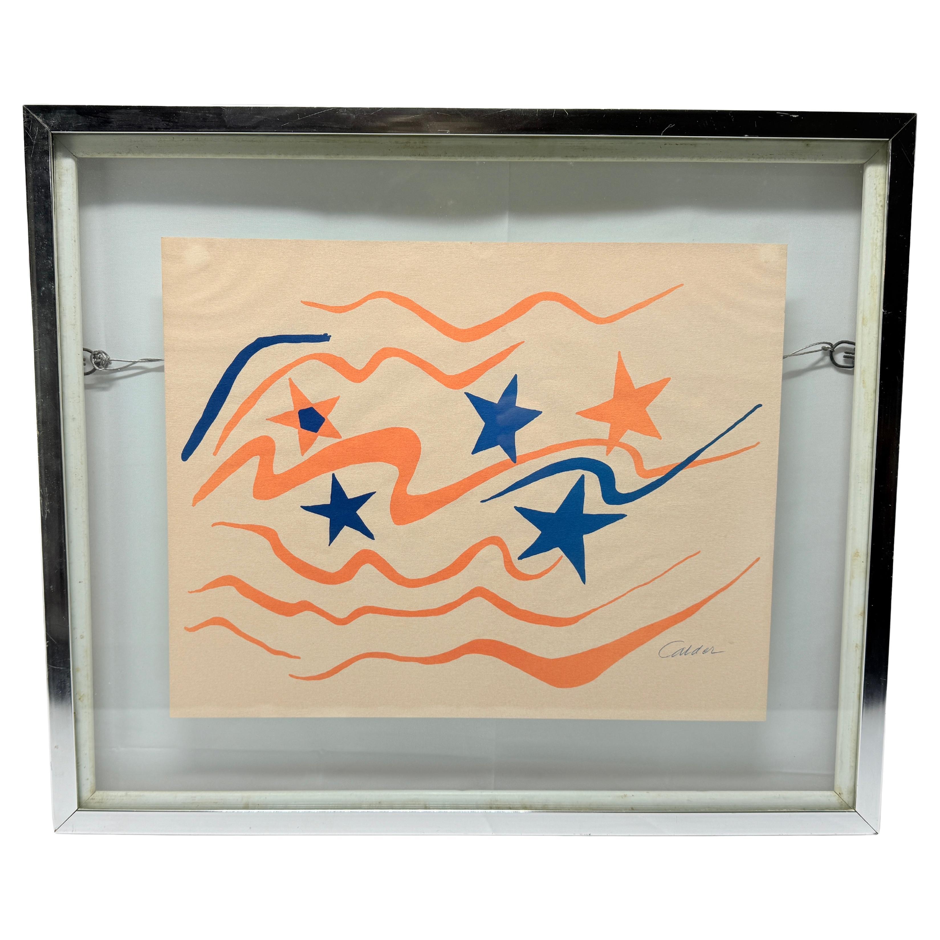 Alexander Calder Flying Colors '76 Stelle e strisce Litografia astratta moderna