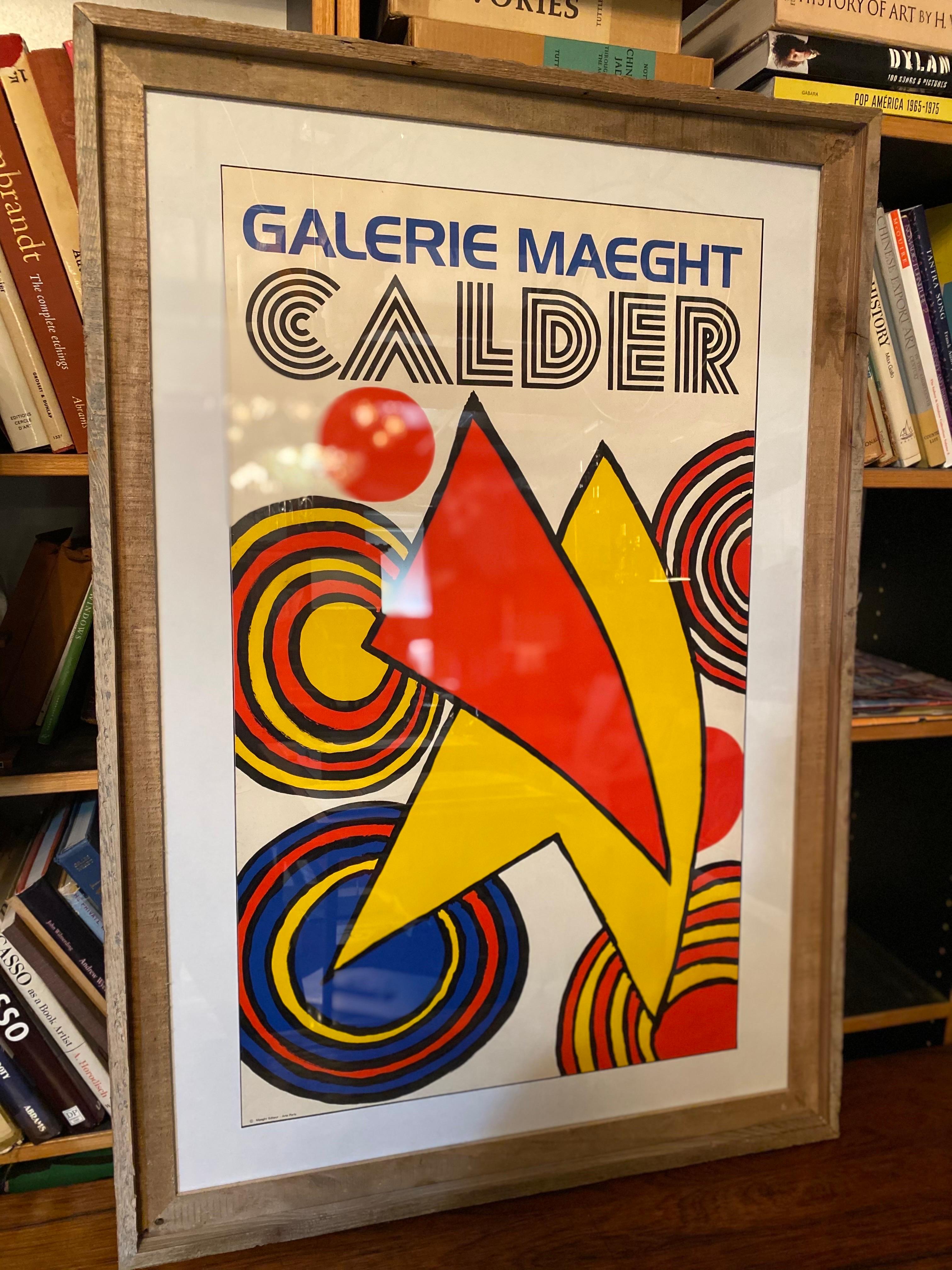 Alexander Calder Galerie Maeght framed exhibition poster, limited edition, 1970s, screen printed in France. 

