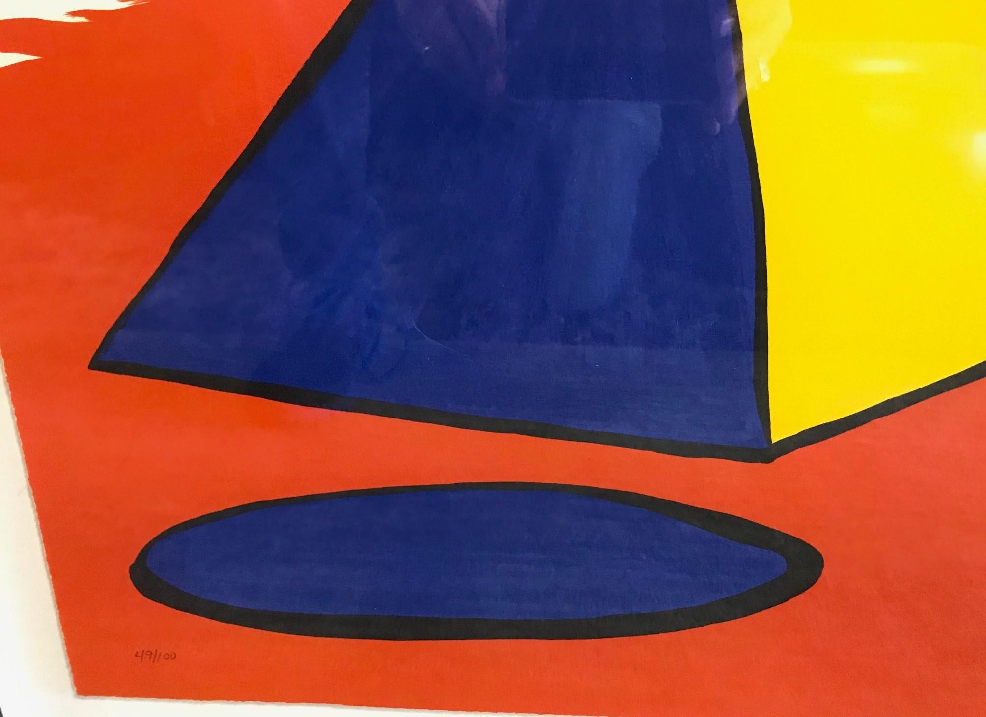 Alexander Calder Limited Edition Signed Lithograph Pyramids at Night, circa 1970 In Good Condition In Studio City, CA