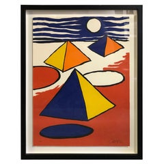 Alexander Calder Limited Edition Signed Lithograph Pyramids at Night, circa 1970