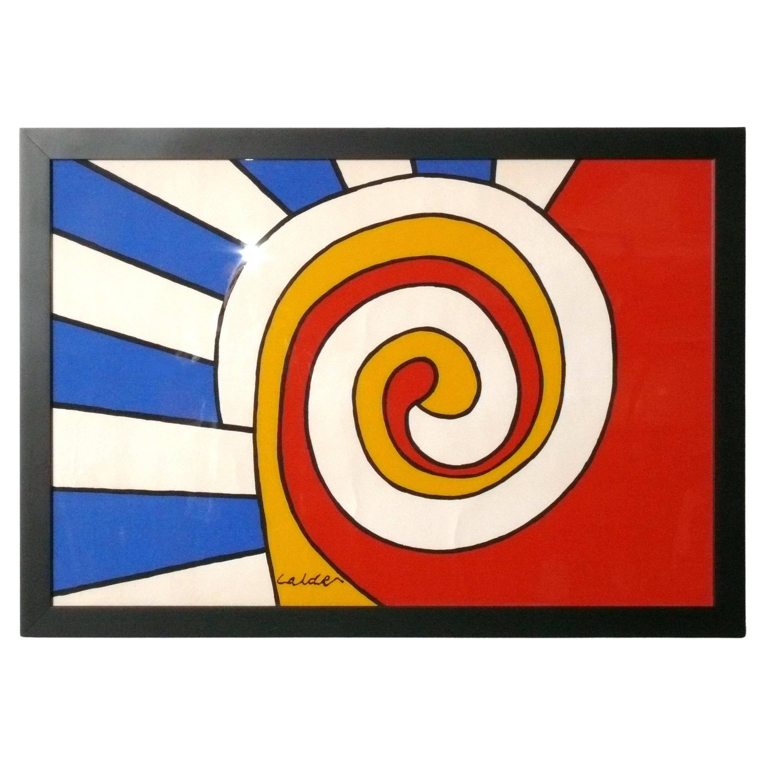 Alexander Calder Lithograph Three Spirals Recently Framed Abstract Art 37" x 26" For Sale