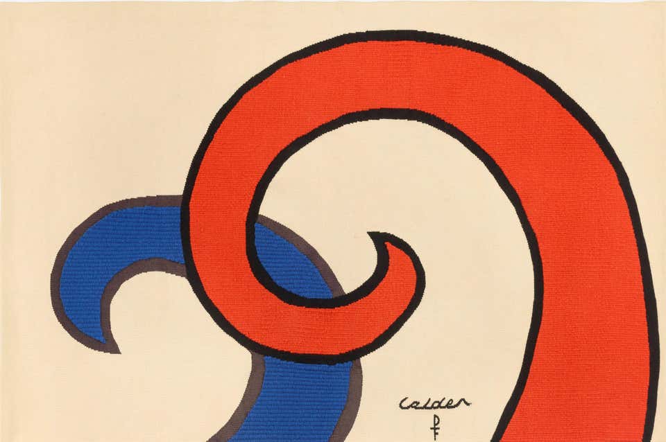 "Les Vagues" Alexander Calder, Modernist, Red and Blue, Swirling Waves