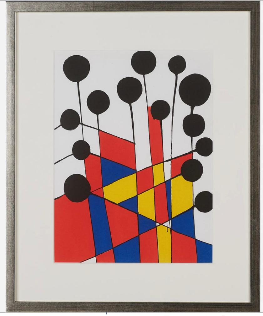 Alexander Calder (États-Unis, 1898-1976). 
Figure composition de DLM - no. 37, lithographie en couleur 1971. Elle est encadrée et prête à être La revue 