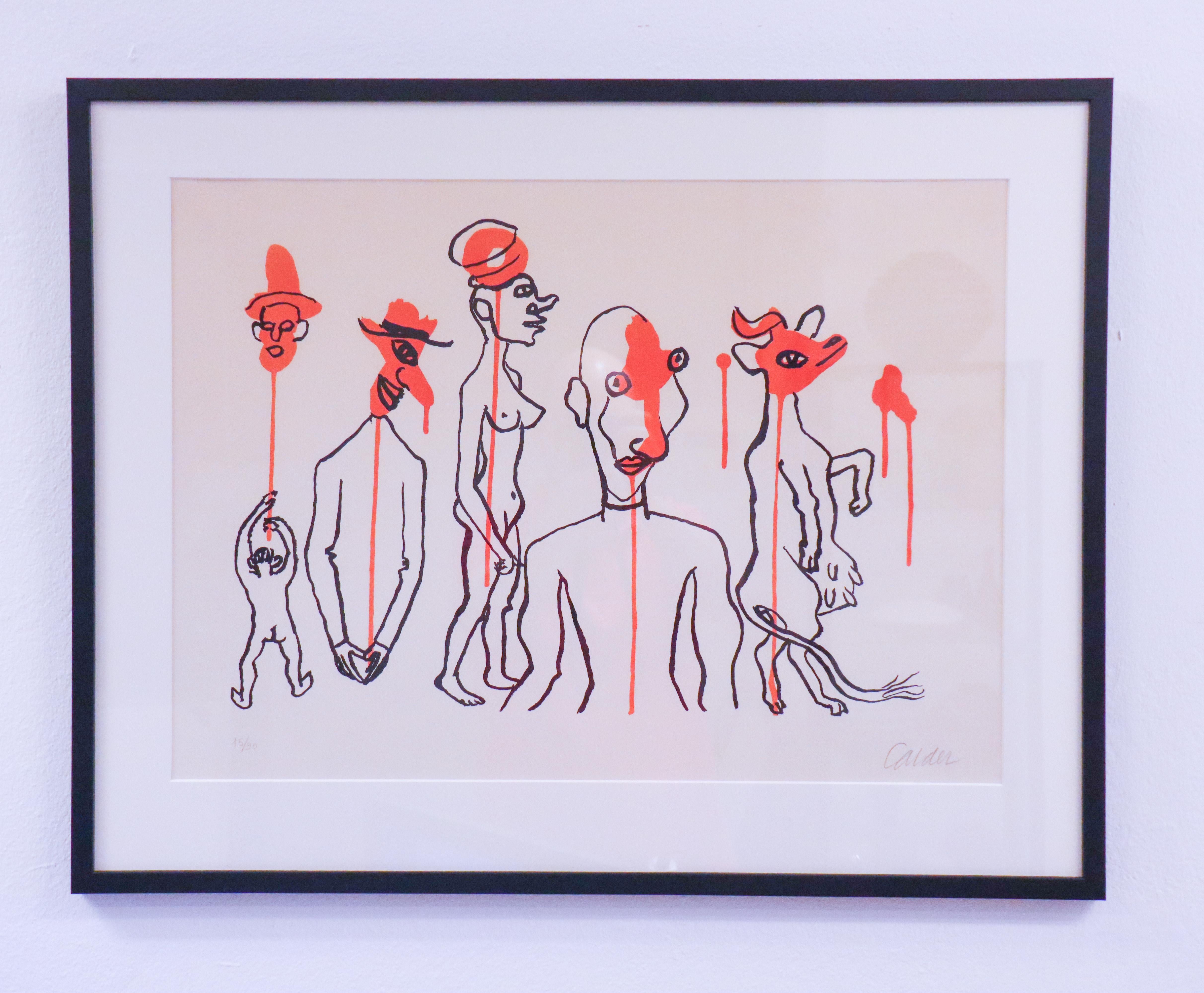 Moderne Lithographie originale d'Alexander Calder, 15/90, Les Queles Deqoulinantes 1966 en vente