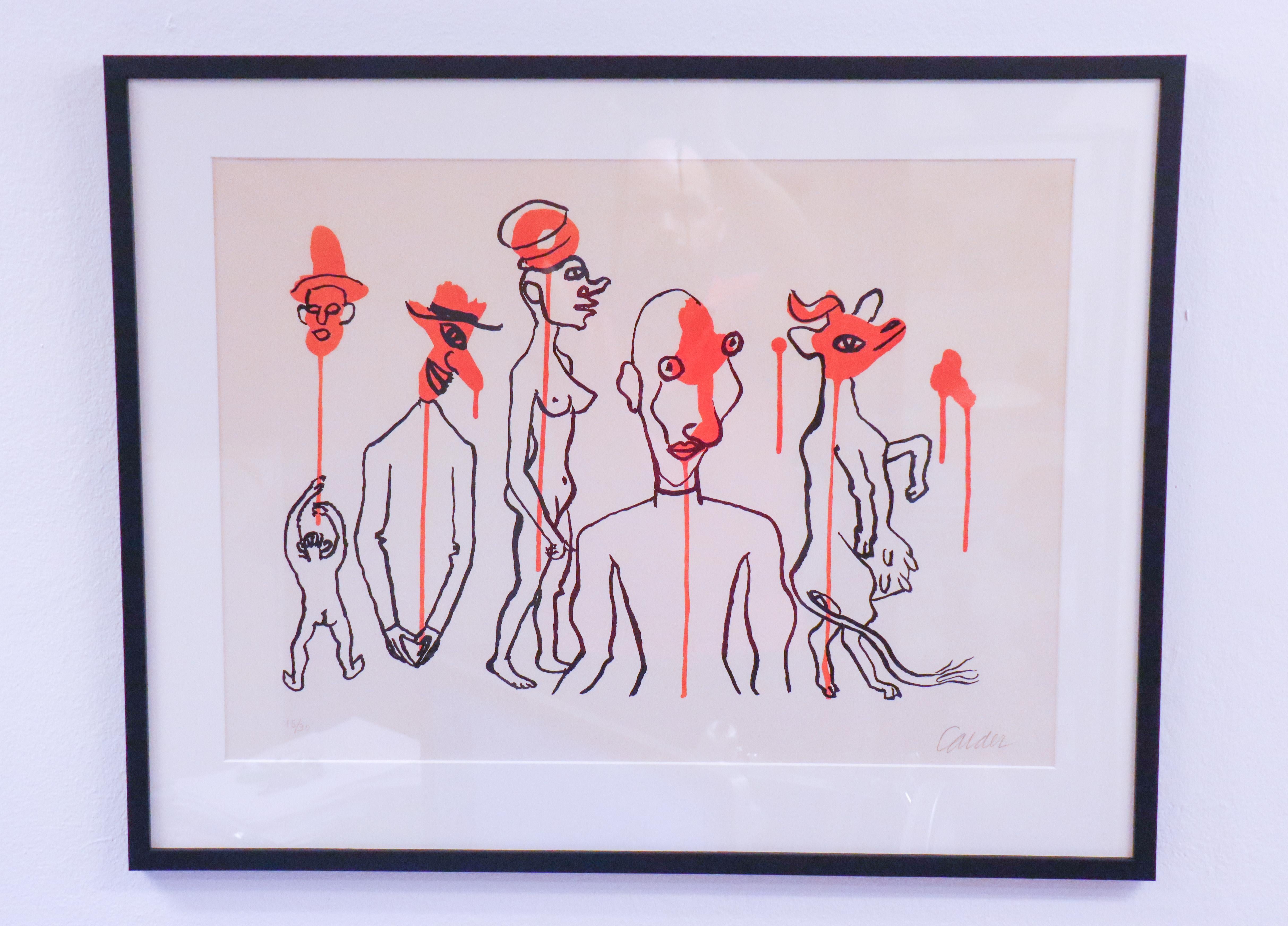 Lithographie originale d'Alexander Calder, 15/90, Les Queles Deqoulinantes 1966 Excellent état - En vente à Stockholm, SE
