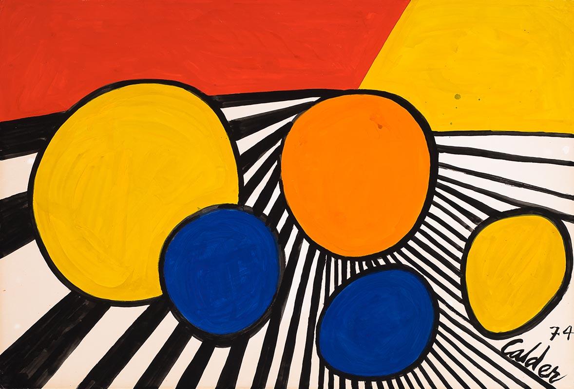 Abstract Painting Alexander Calder - Bowling, 1974