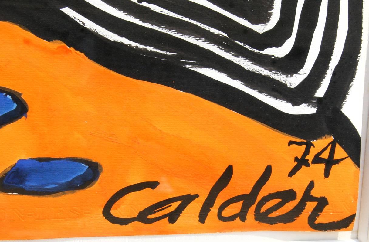 Artist:	Alexander Calder
Title:	Dice
Year: 1974
Medium:	Gouache on Canson Lavis Paper, signed and dated lower right (titled, verso)
Paper Size:	29 x 42 inches
Frame: 37 x 51 inches

Provenance: Galerie Maeght
Registered with the Calder Foundation