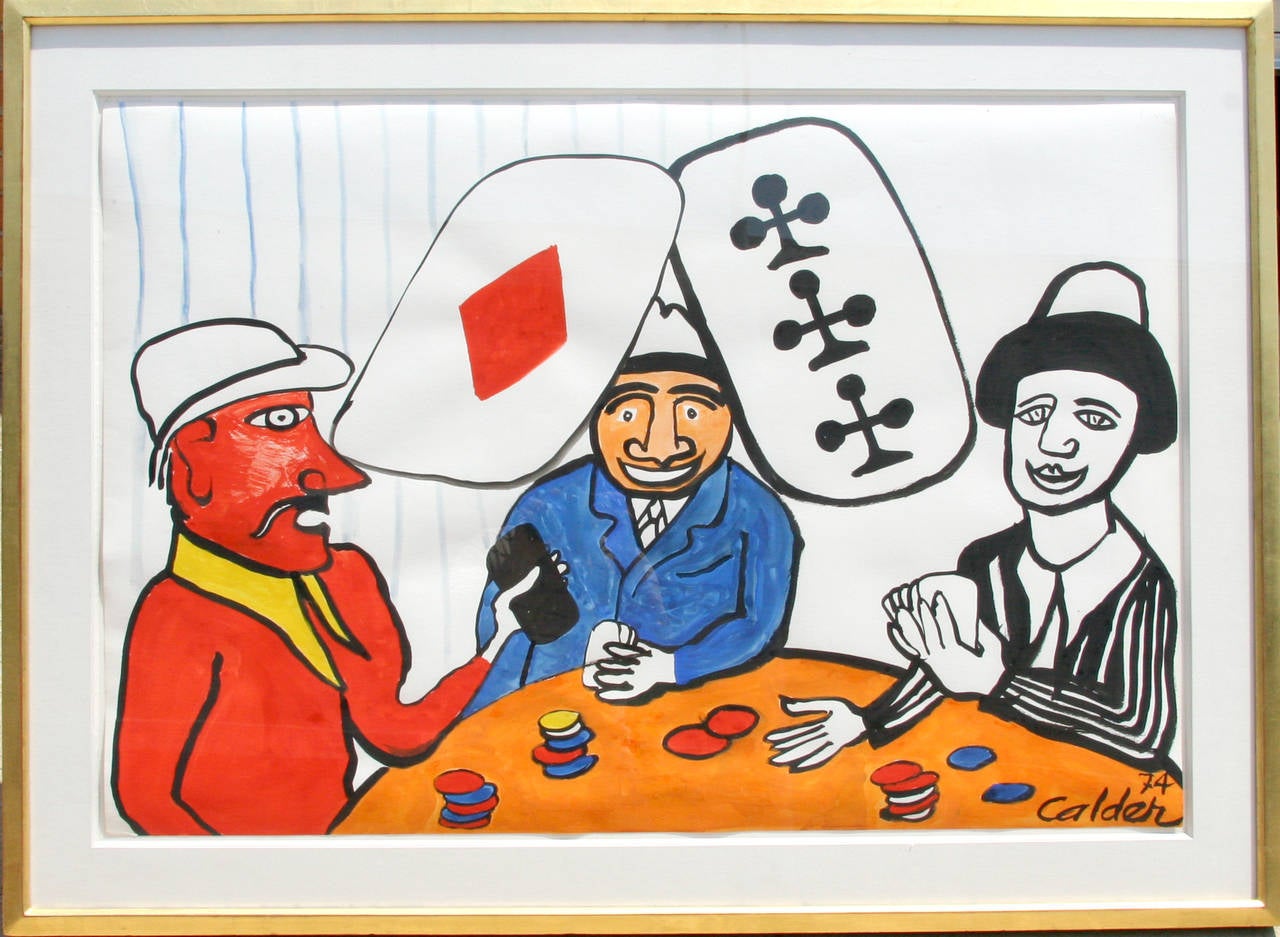 Dice, Gouache Painting by Alexander Calder 1974