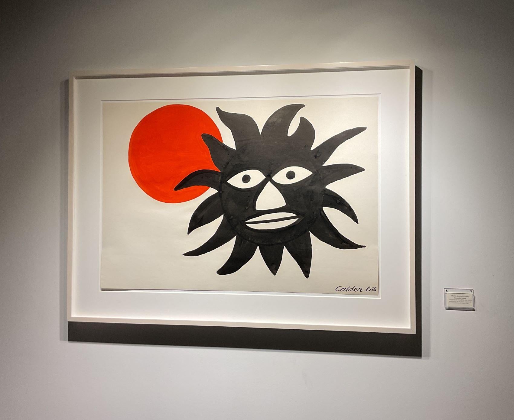 Großes schwarzes Gesicht mit Sonne, 1968 (Moderne), Painting, von Alexander Calder
