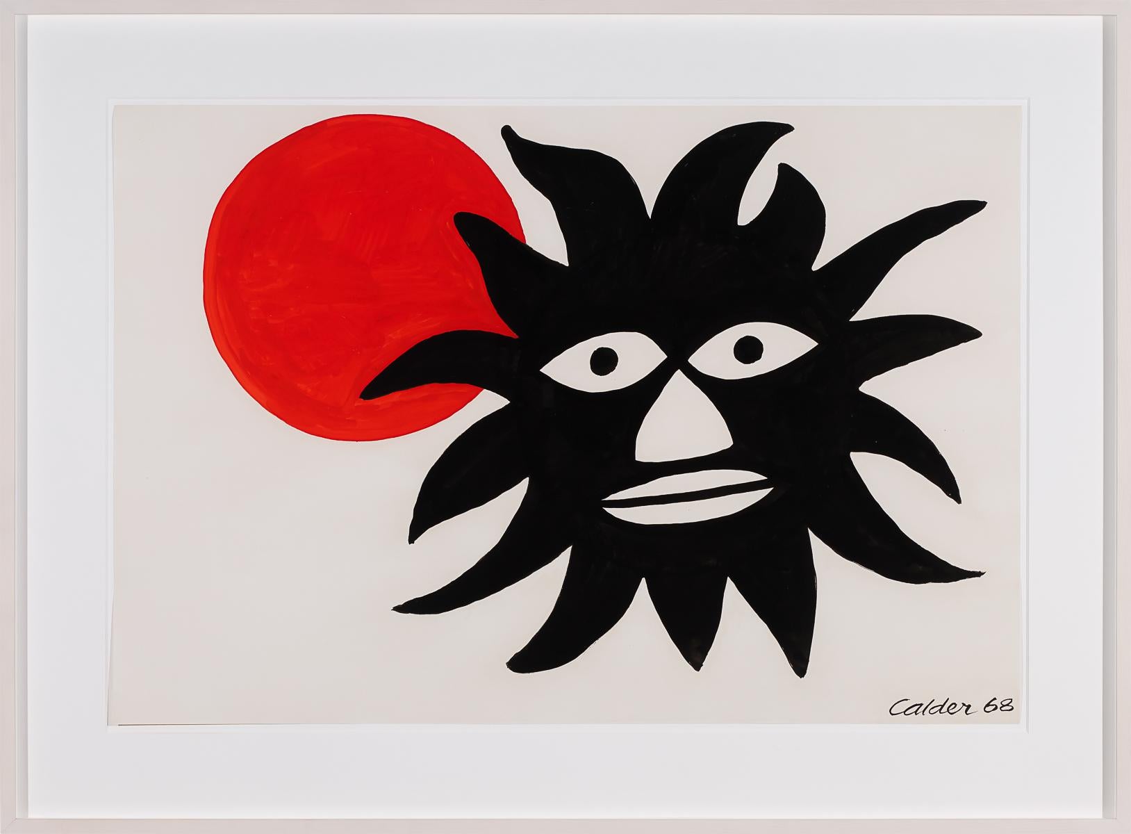 Large Black Face With Sun, 1968 - Painting by Alexander Calder