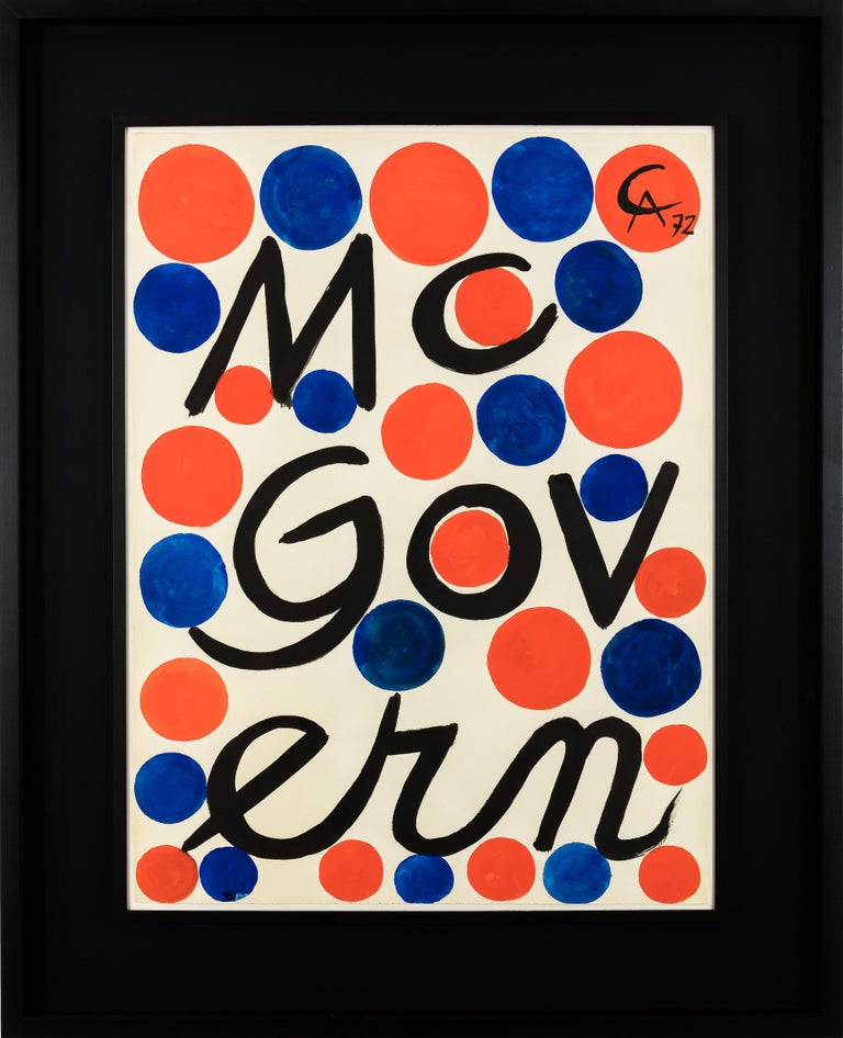 This vibrant gouache by Alexander Calder owes its origin to the 1972 Presidential Election between Republican candidate Richard Nixon and Democratic candidate George McGovern. In the run-up to the election, Calder worked closely with the influential