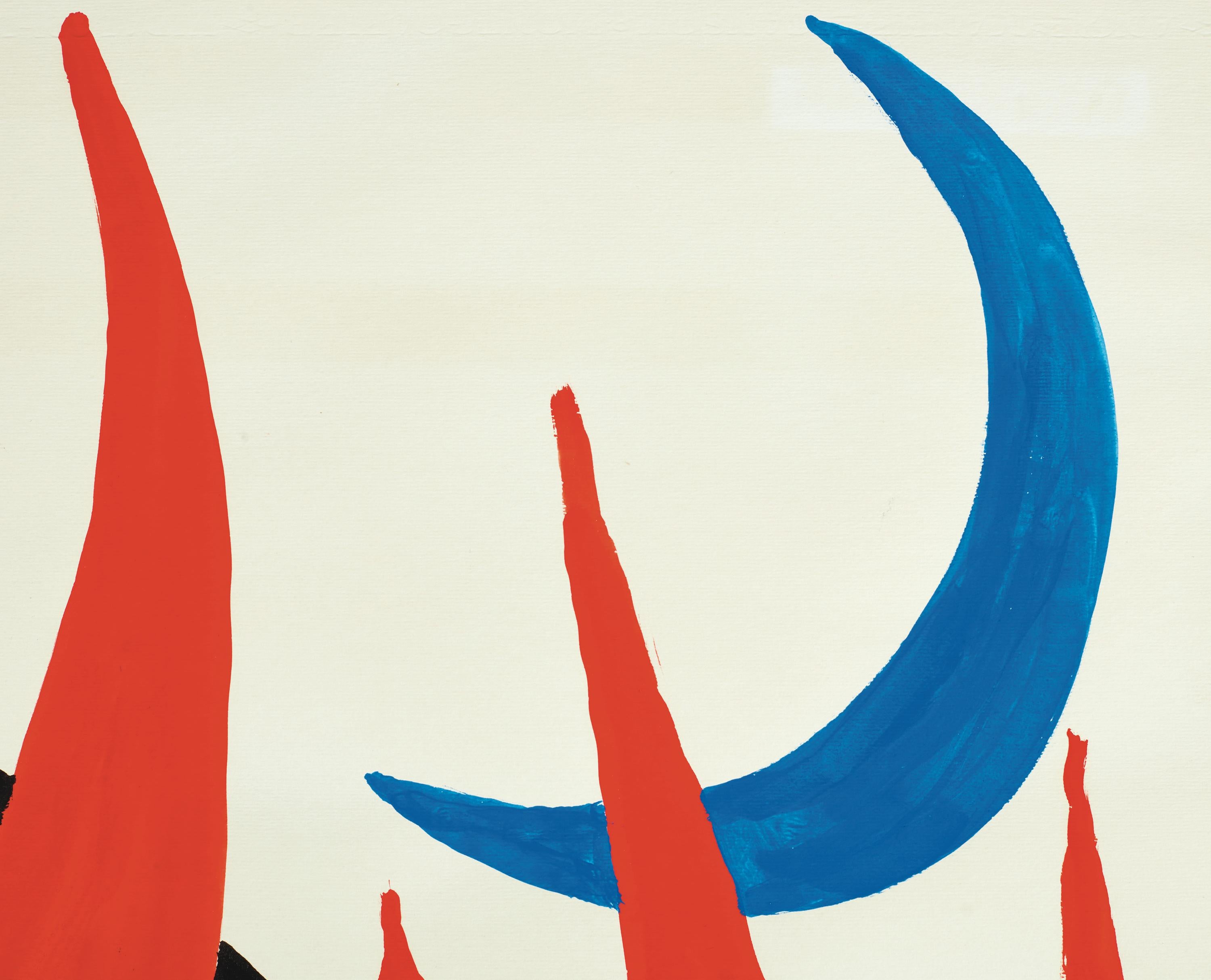 Red Petals, Blue Moon - Post-War Painting by Alexander Calder