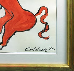 "Rire jaune" 1976  signed gouache and ink on paper artwork by Alexander Calder