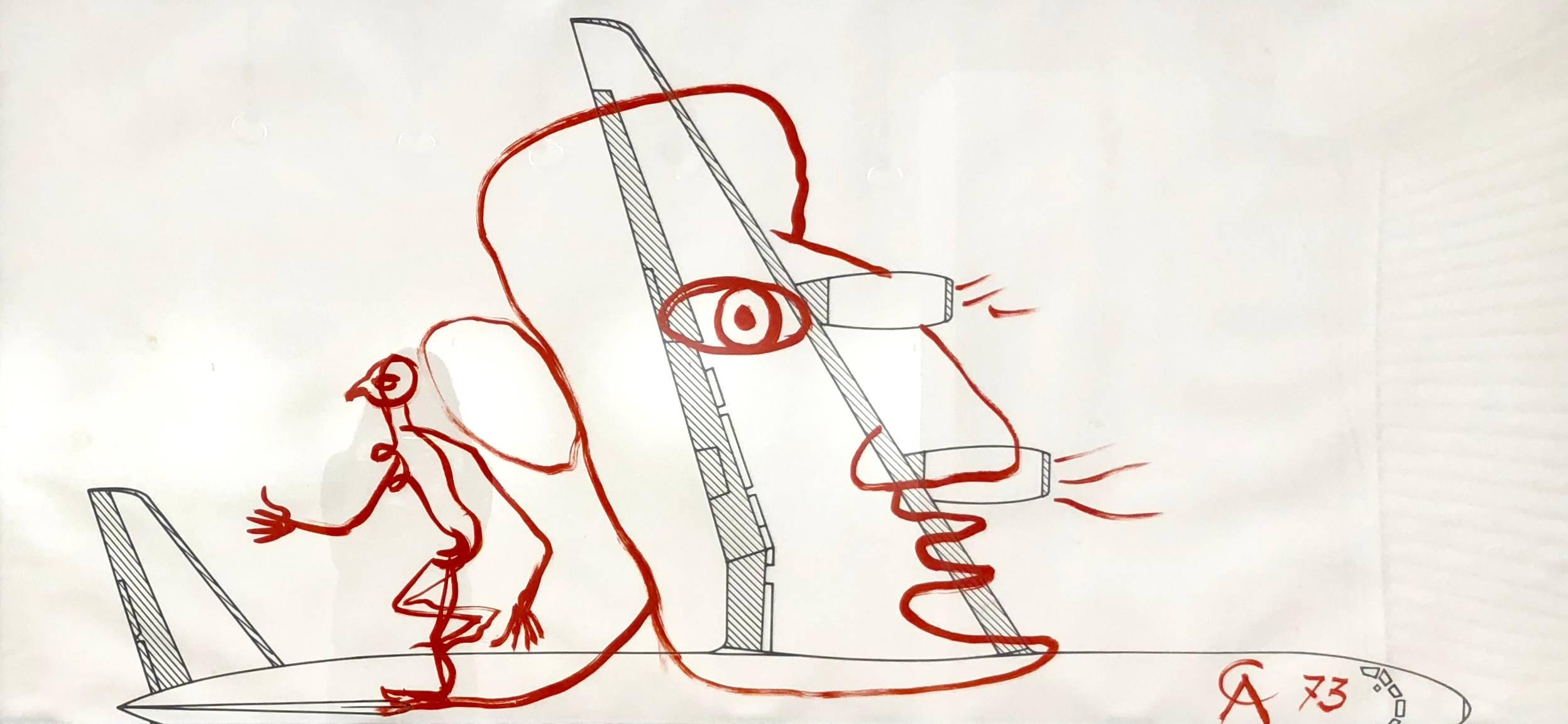 Alexander Calder Figurative Painting - Untitled (For Braniff Airlines)