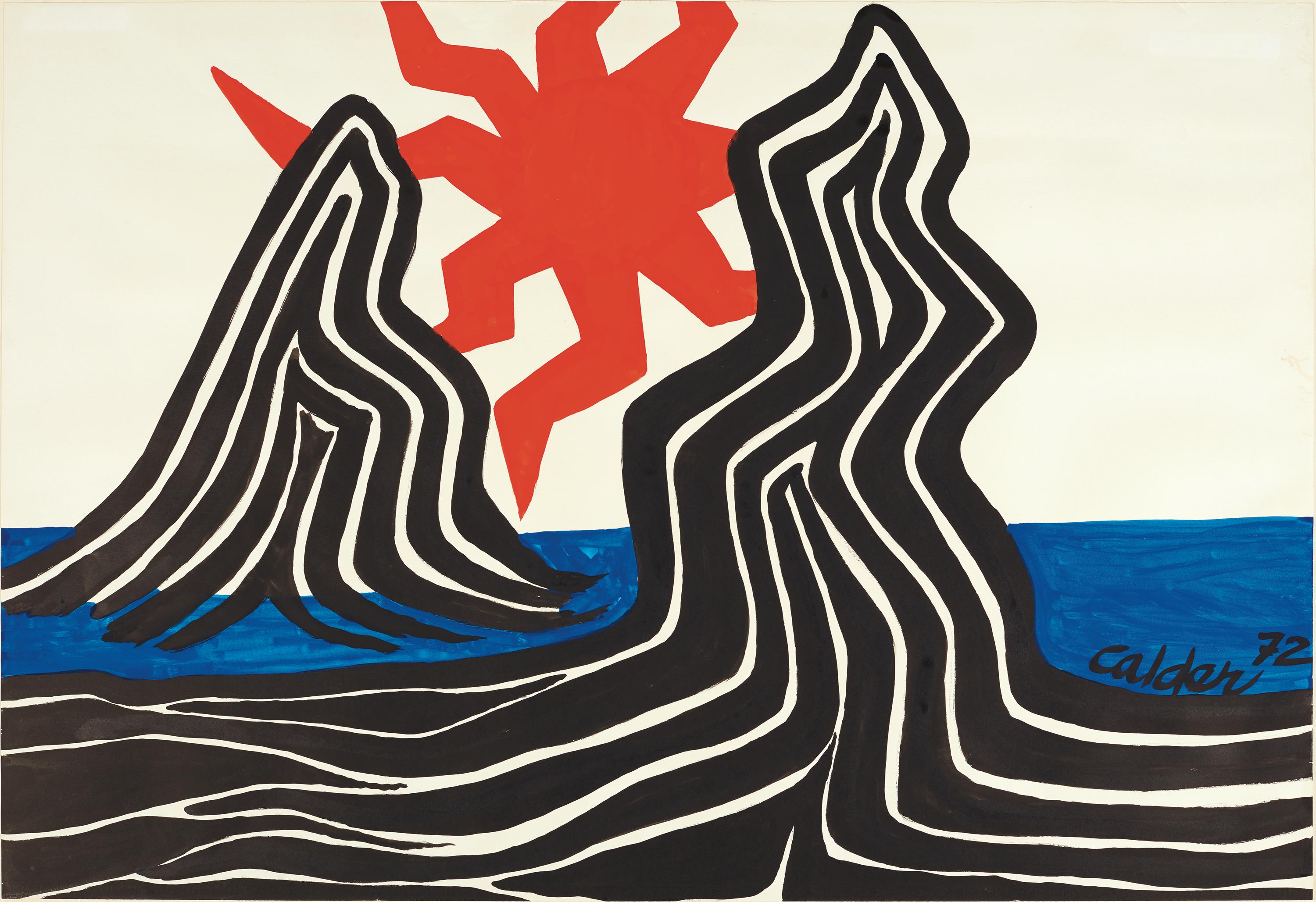 Alexander Calder Abstract Painting - Zigzag Sun and Crags