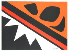 1974 Alexander Calder 'La Grenouille et la Scie' Surrealism Orange, Black USA 