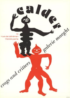 1975 After Alexander Calder 'Crags & Critters' Surrealism Black, Red, White
