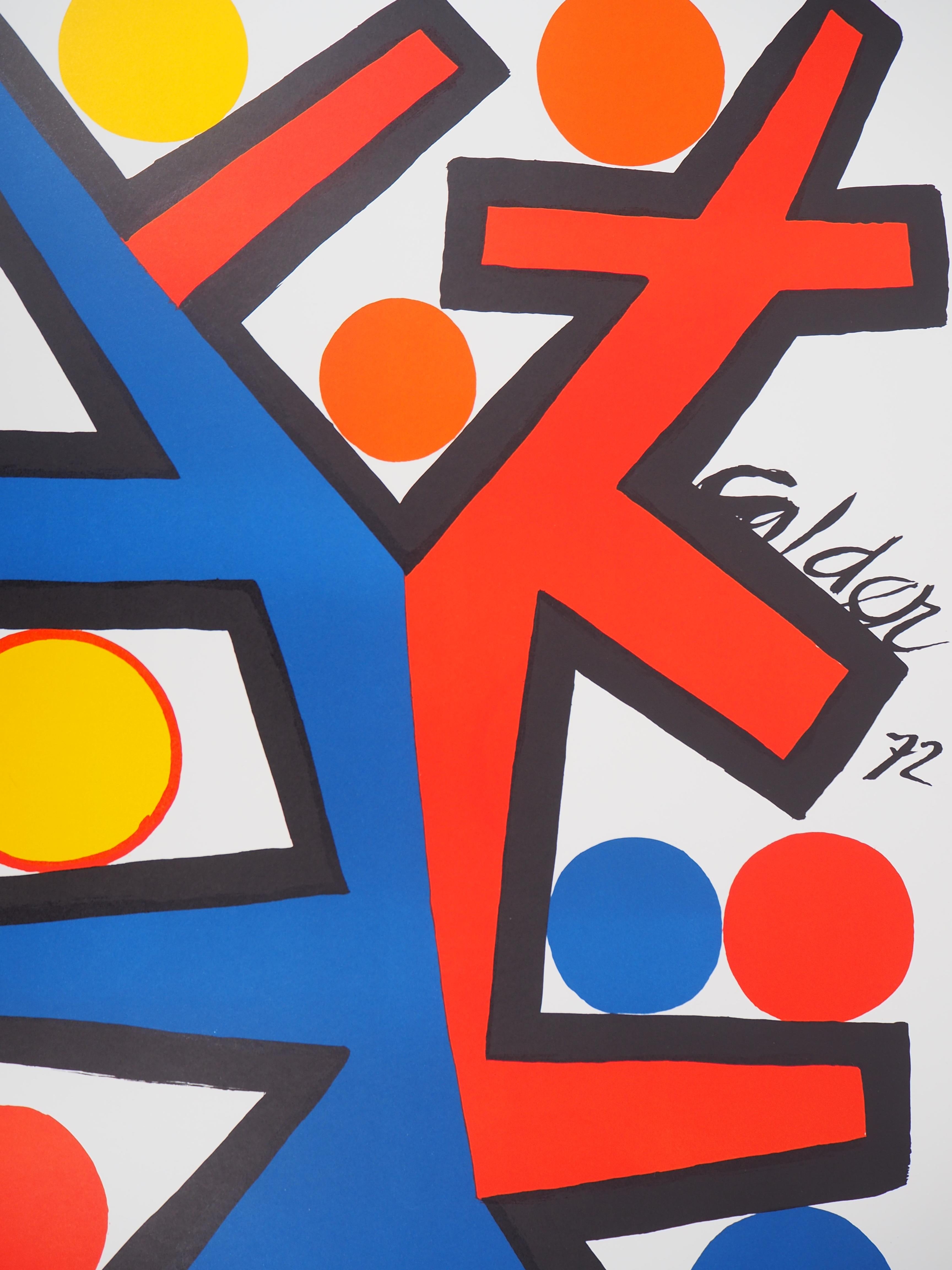 Abstract Composition (Assymetric) - Original Lithograph - Abstract Geometric Print by Alexander Calder